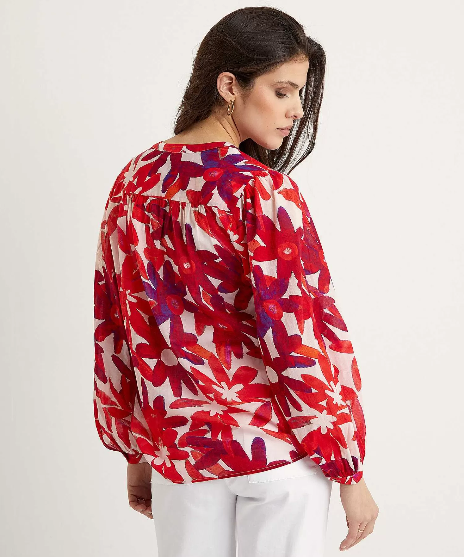 Blouses^0039 ITALY Cotton Voile Blouse Bloemen Anni