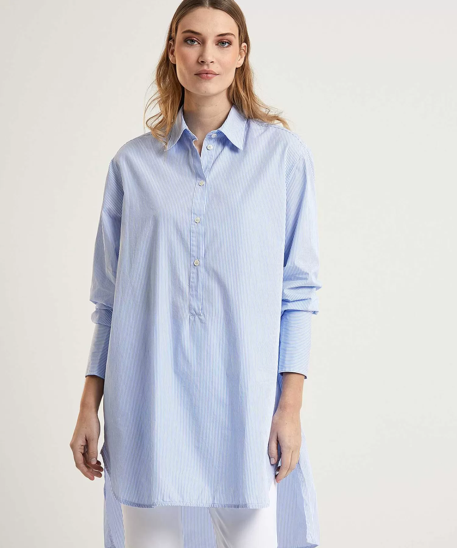 Blouses^0039 ITALY Poplin Blousejurk Met Streepje Avery