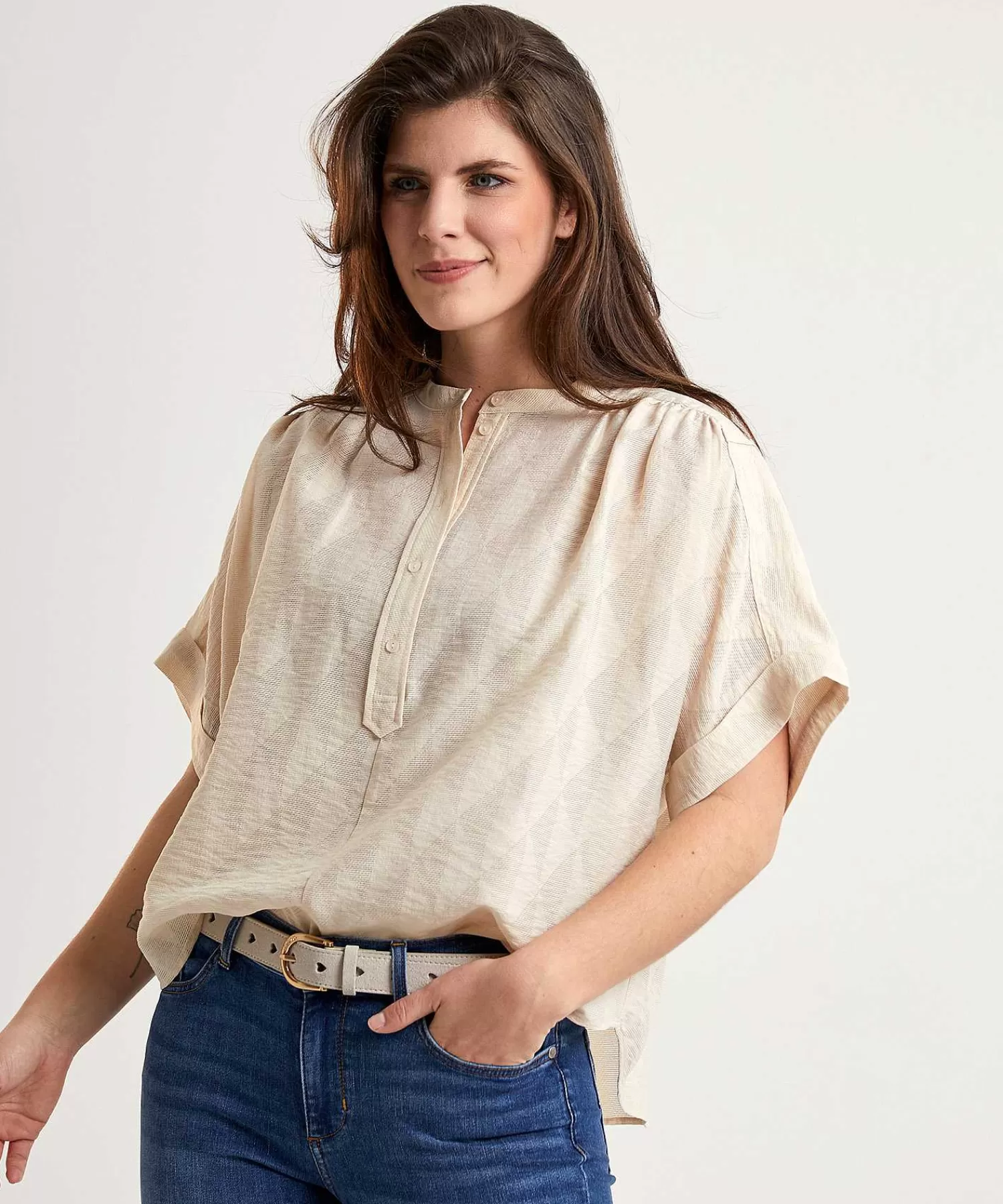 Blouses^By-Bar Blouse Korte Mouw Axel Geo