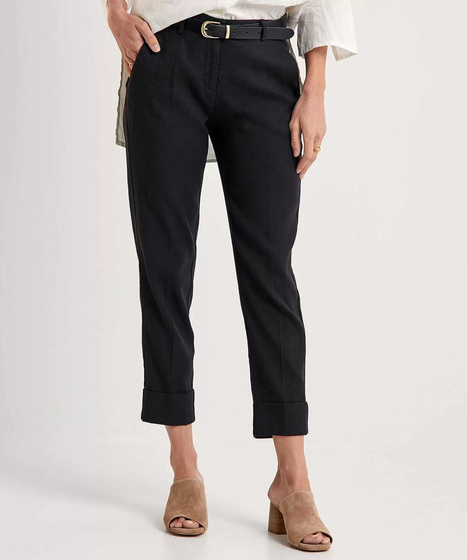 Broeken^Cambio Cropped Pantalon Linnenmix Krystal