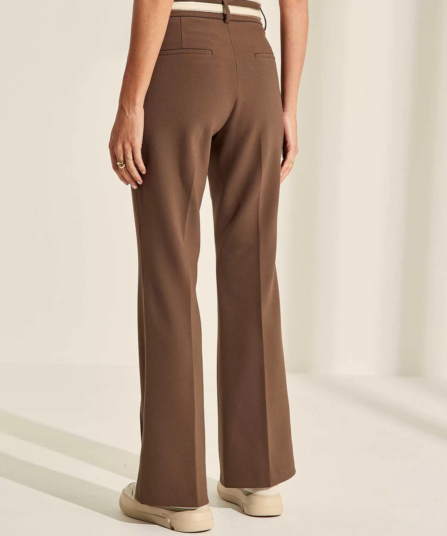 Broeken^Cambio Flared Pantalon Pintucks Fawn