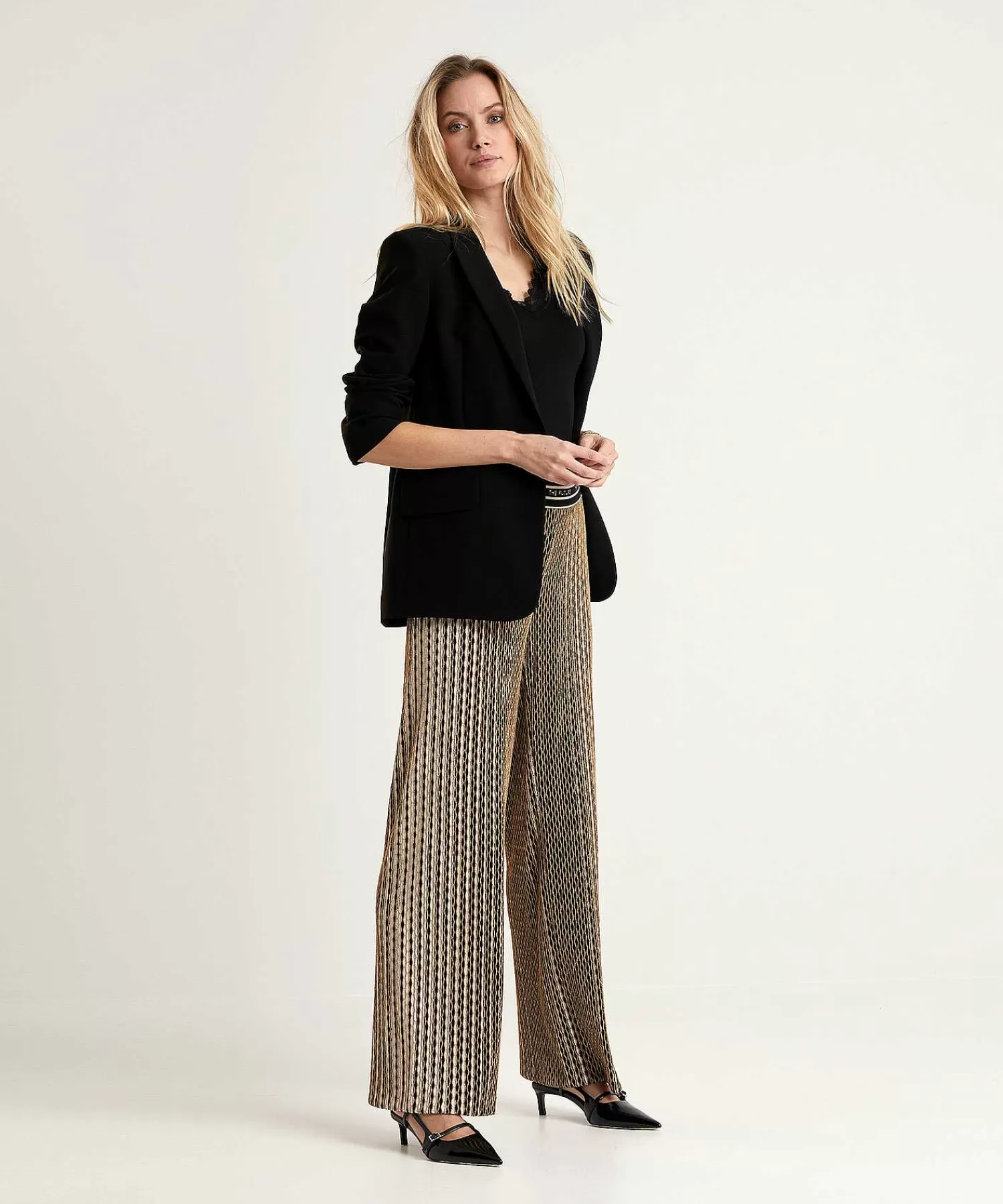 Broeken^Cambio Wide Leg Broek Met Lurex Allison