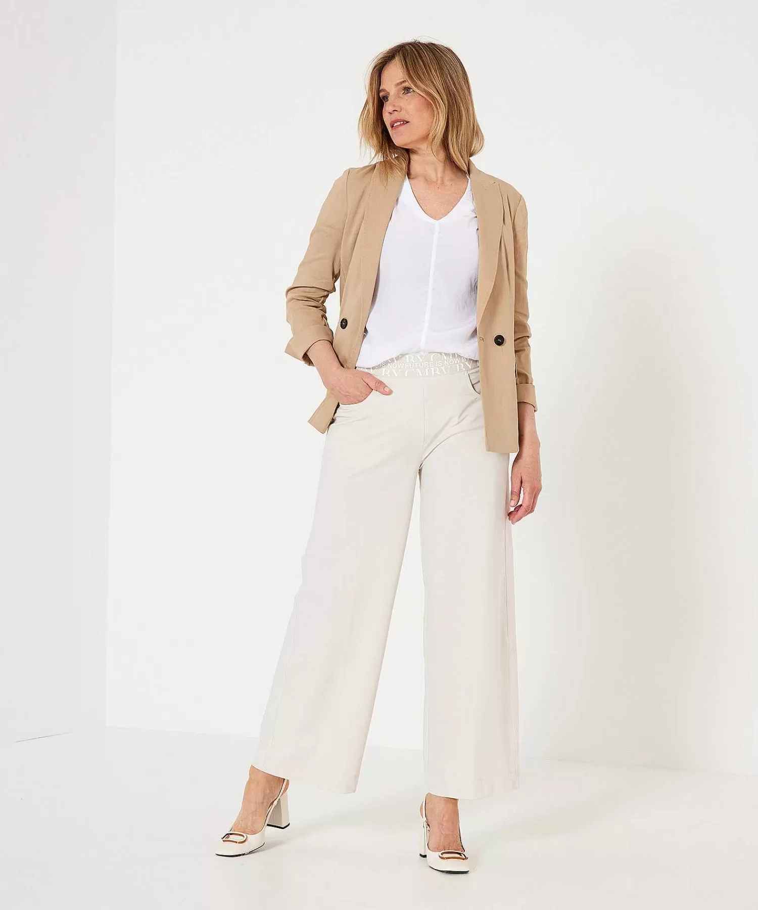 Broeken^Cambio Wide Leg Broek Travelstof Amber