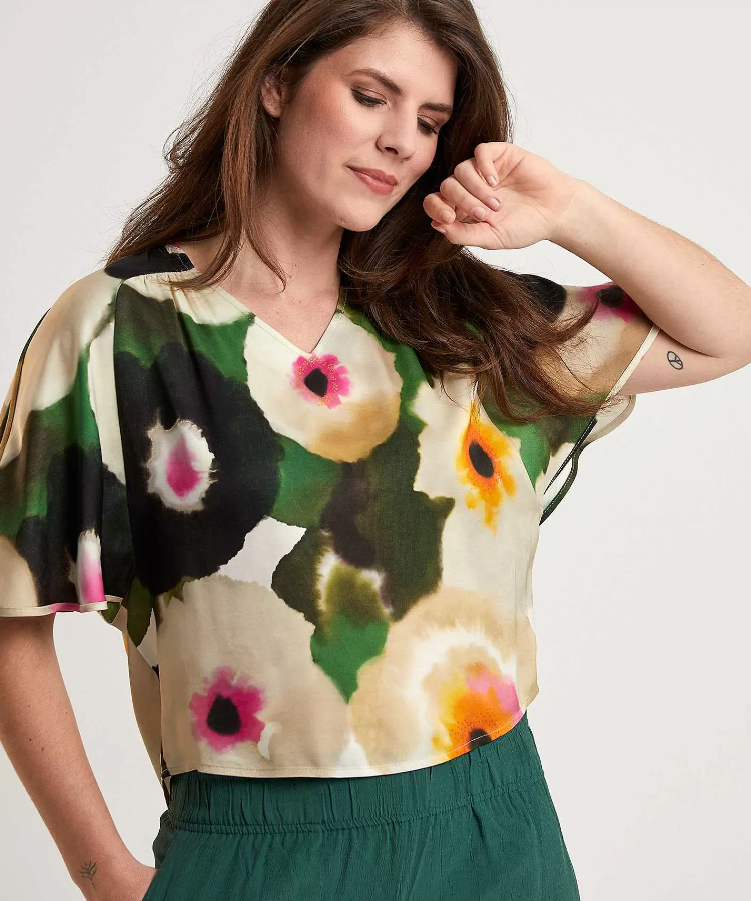 Blouses^Caroline Biss Silky Blouse Fancy Flower