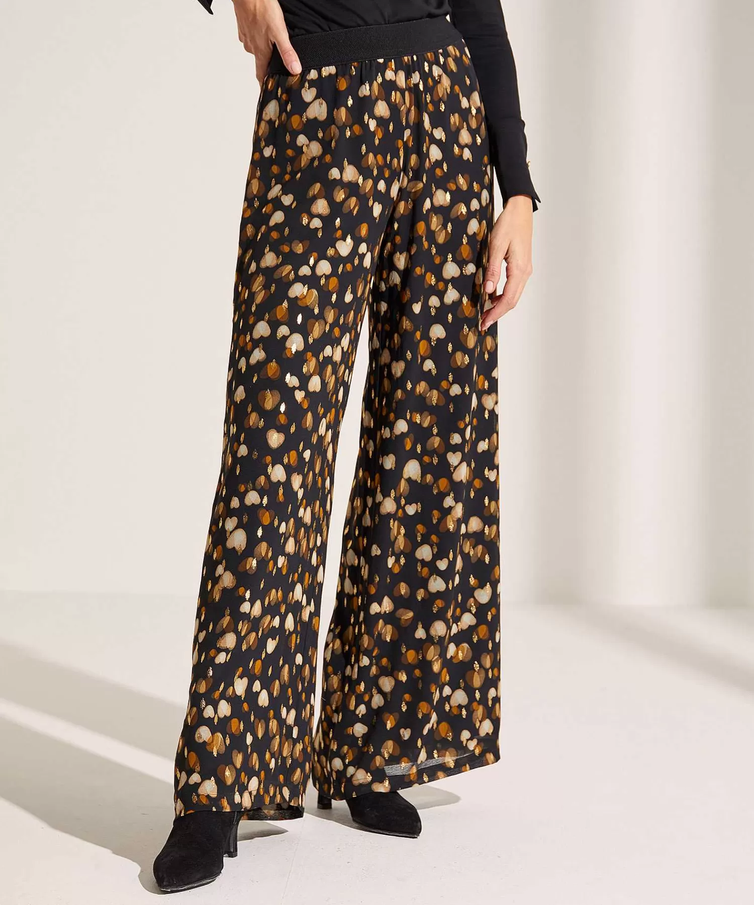 Broeken^Caroline Biss Wide Leg Broek Hartjes Lurex