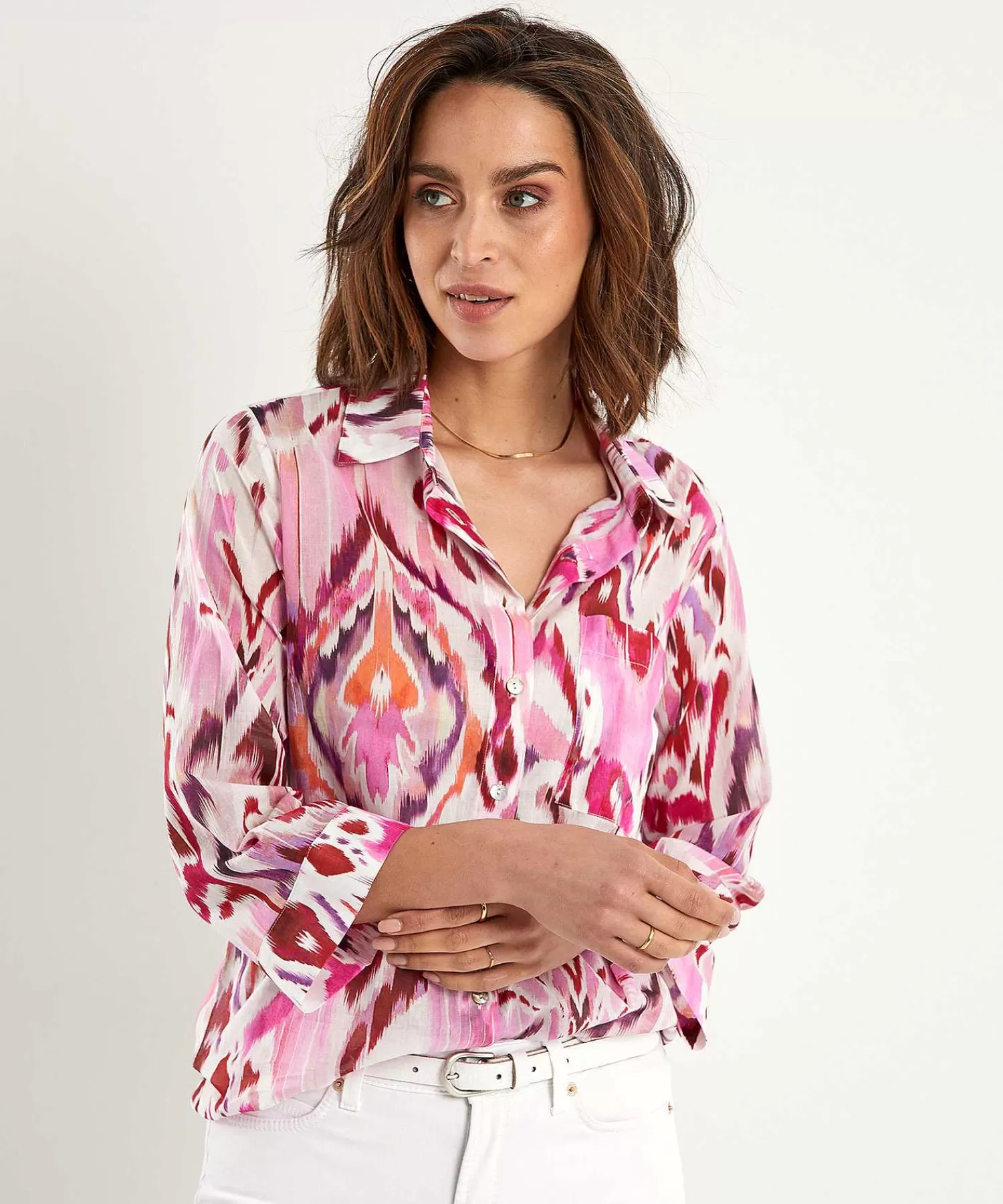 Blouses^* Cotton Voile Blouse Ikat Multicolor