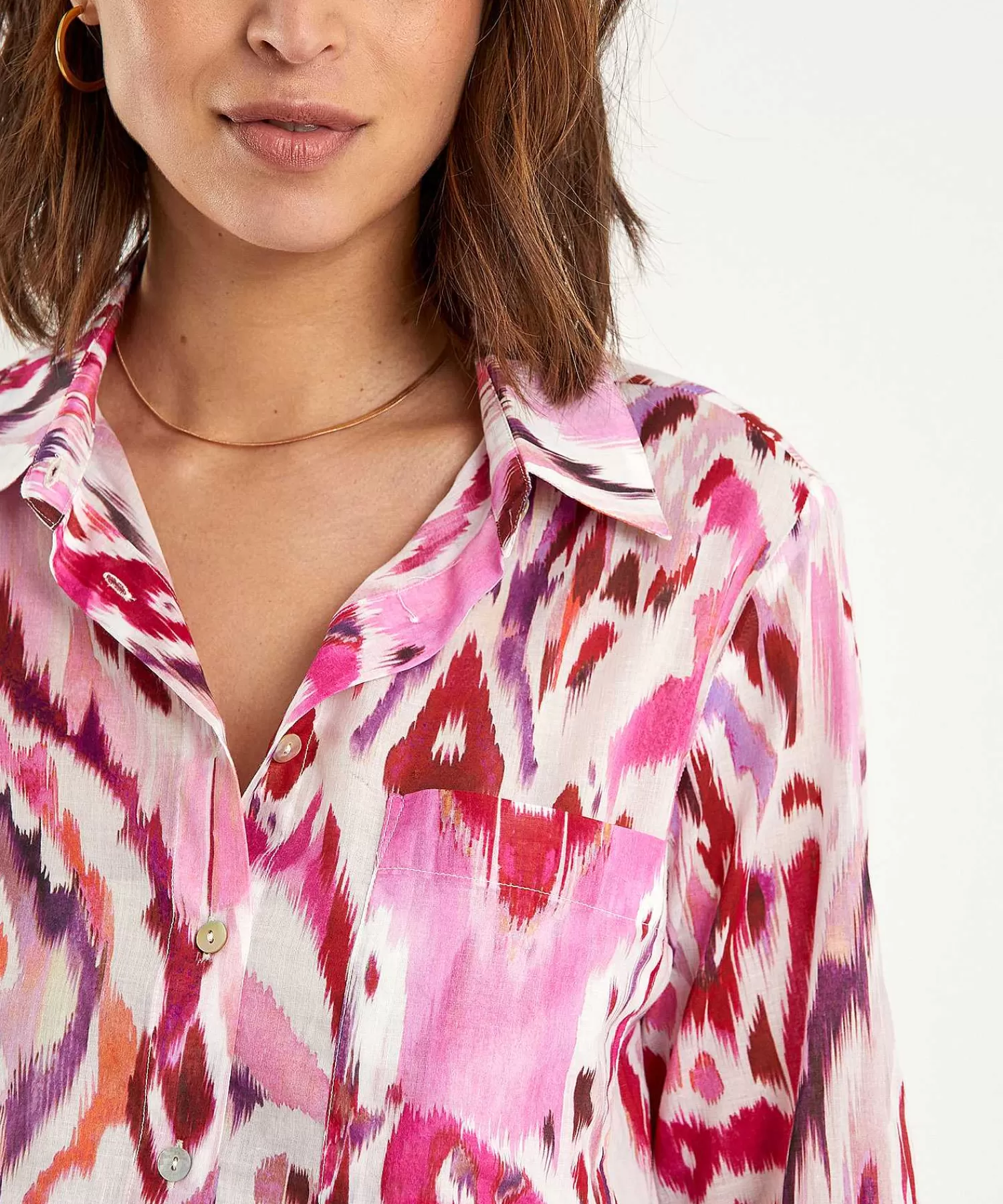 Blouses^* Cotton Voile Blouse Ikat Multicolor