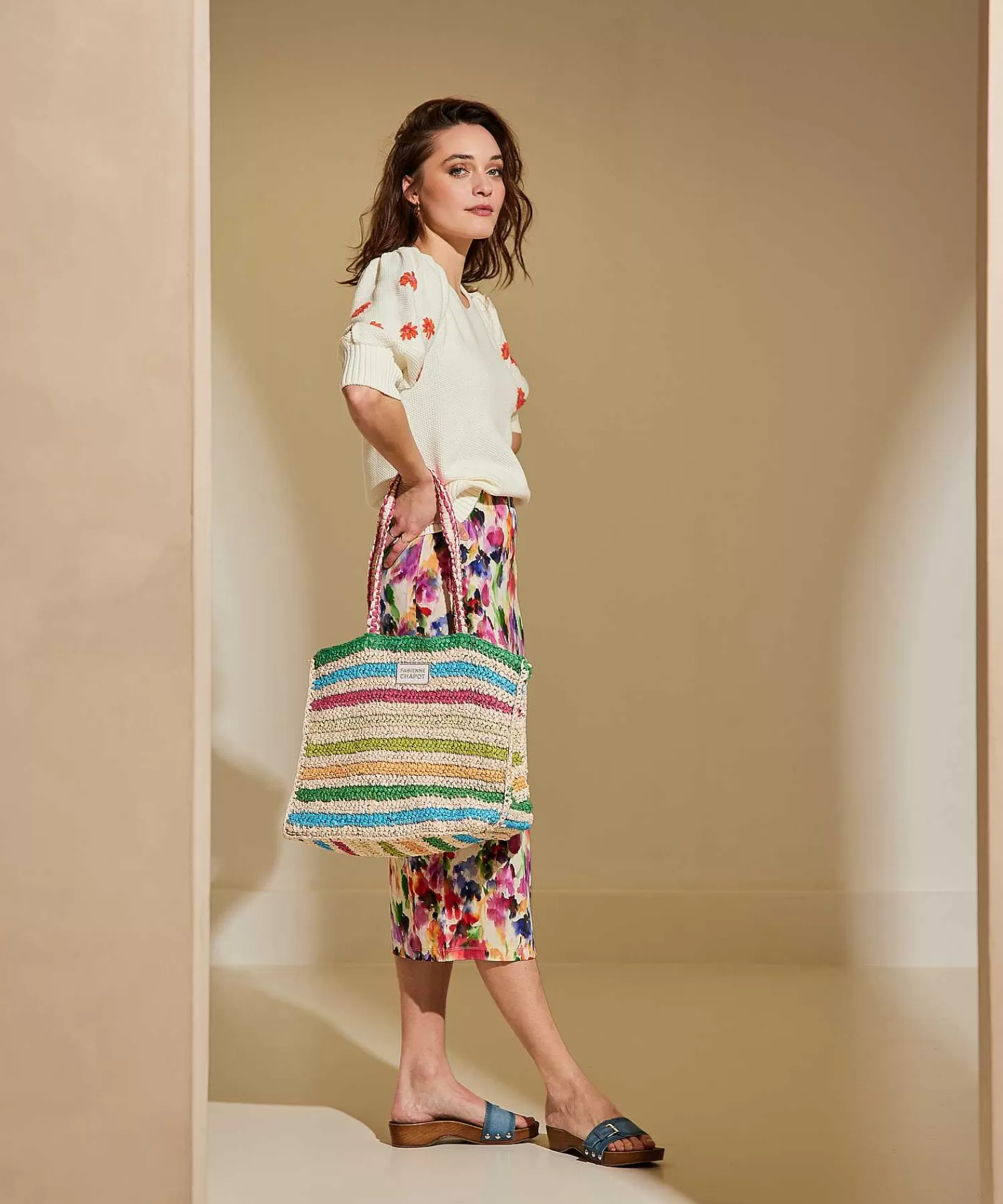 Tassen^Fabienne Chapot Raffia Tas Multicolor Naomi