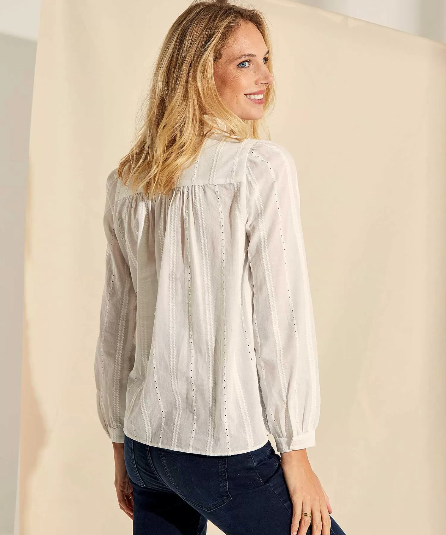 Blouses^GIULIA E TU Ajour Ruffle Blouse