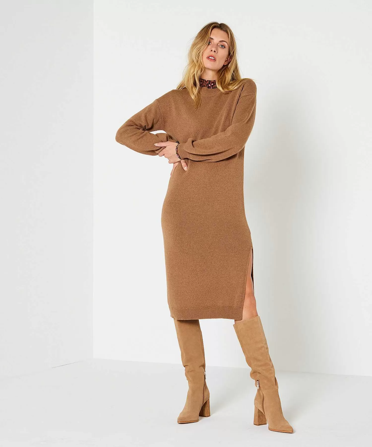 Jurken^Giulia e Tu Jurk Ballonmouw Wol/Cashmere