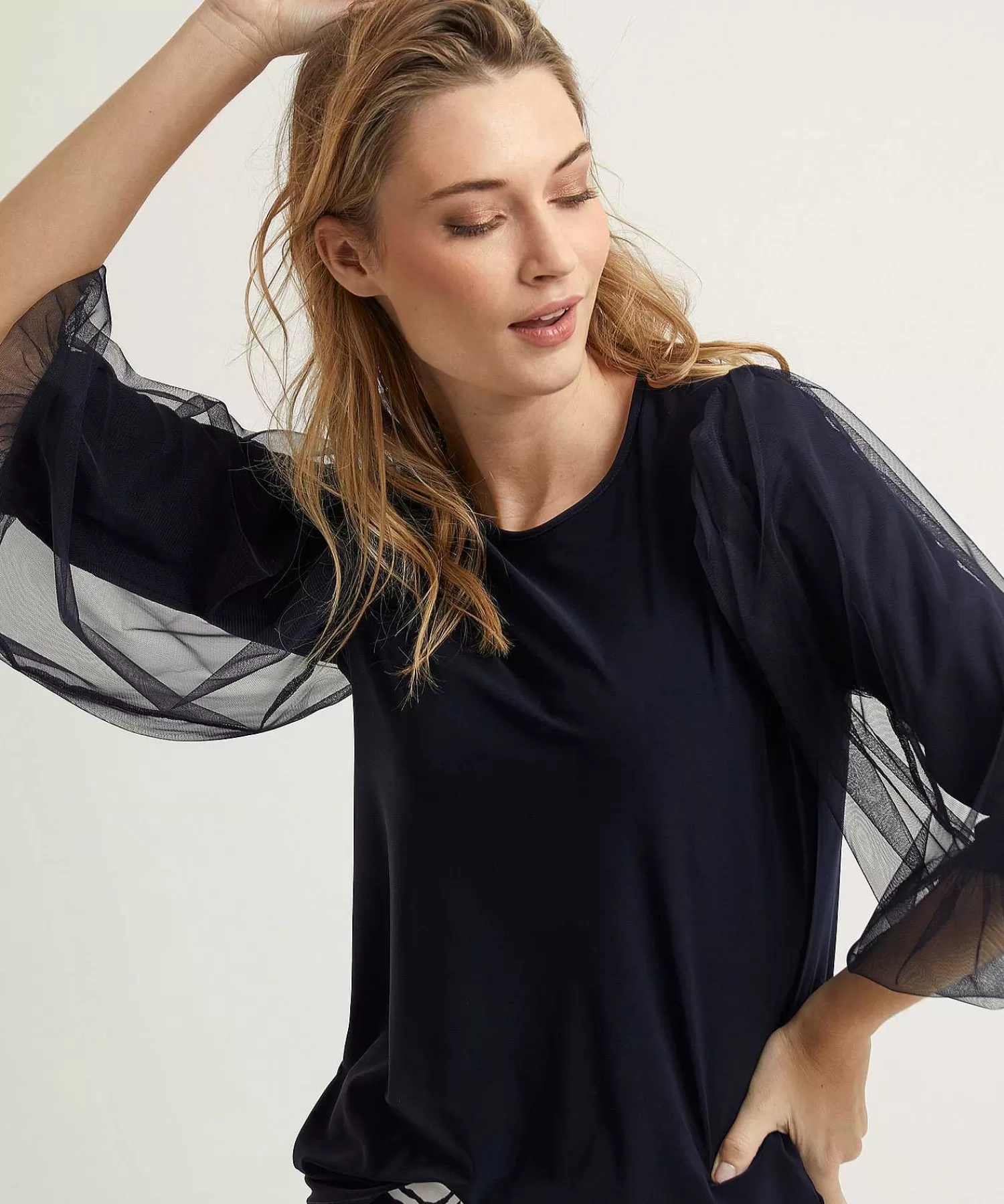 Blouses^Joseph Ribkoff Top Met Ballonmouw Mesh