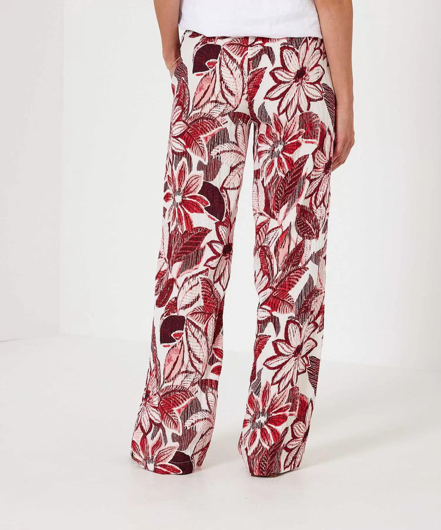 Broeken^KYRA Broek Red Flower Linza