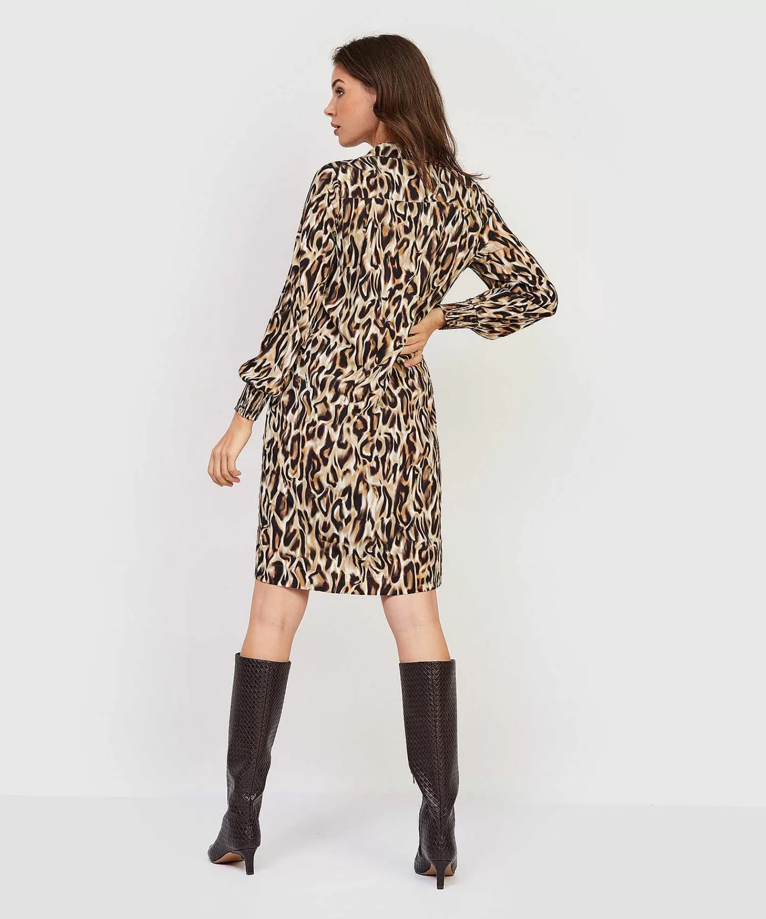 Jurken^KYRA Crepe Jurk Animalprint Britta