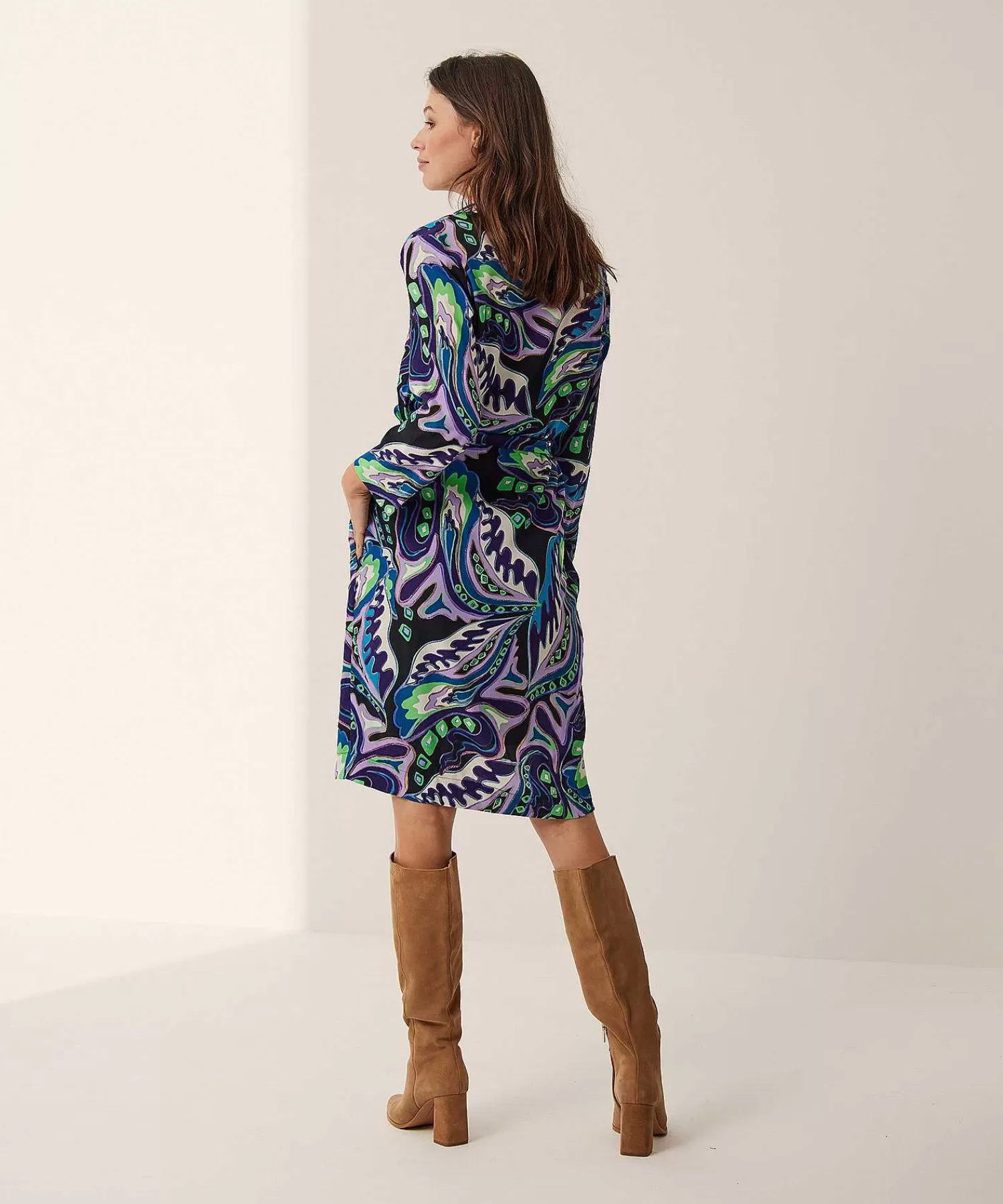 Jurken^KYRA Jurk Met Ceintuur Multicolor Isra