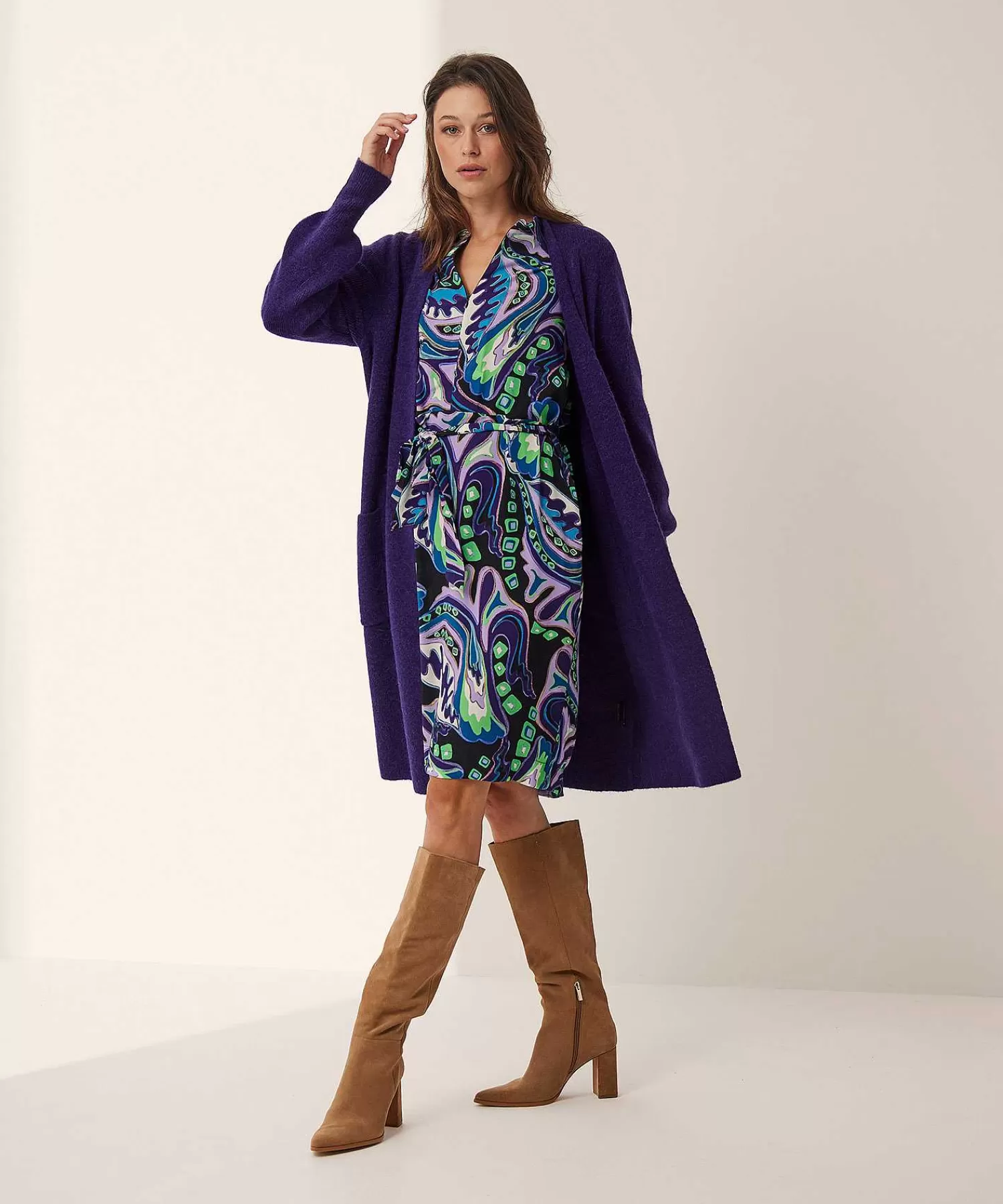 Jurken^KYRA Jurk Met Ceintuur Multicolor Isra