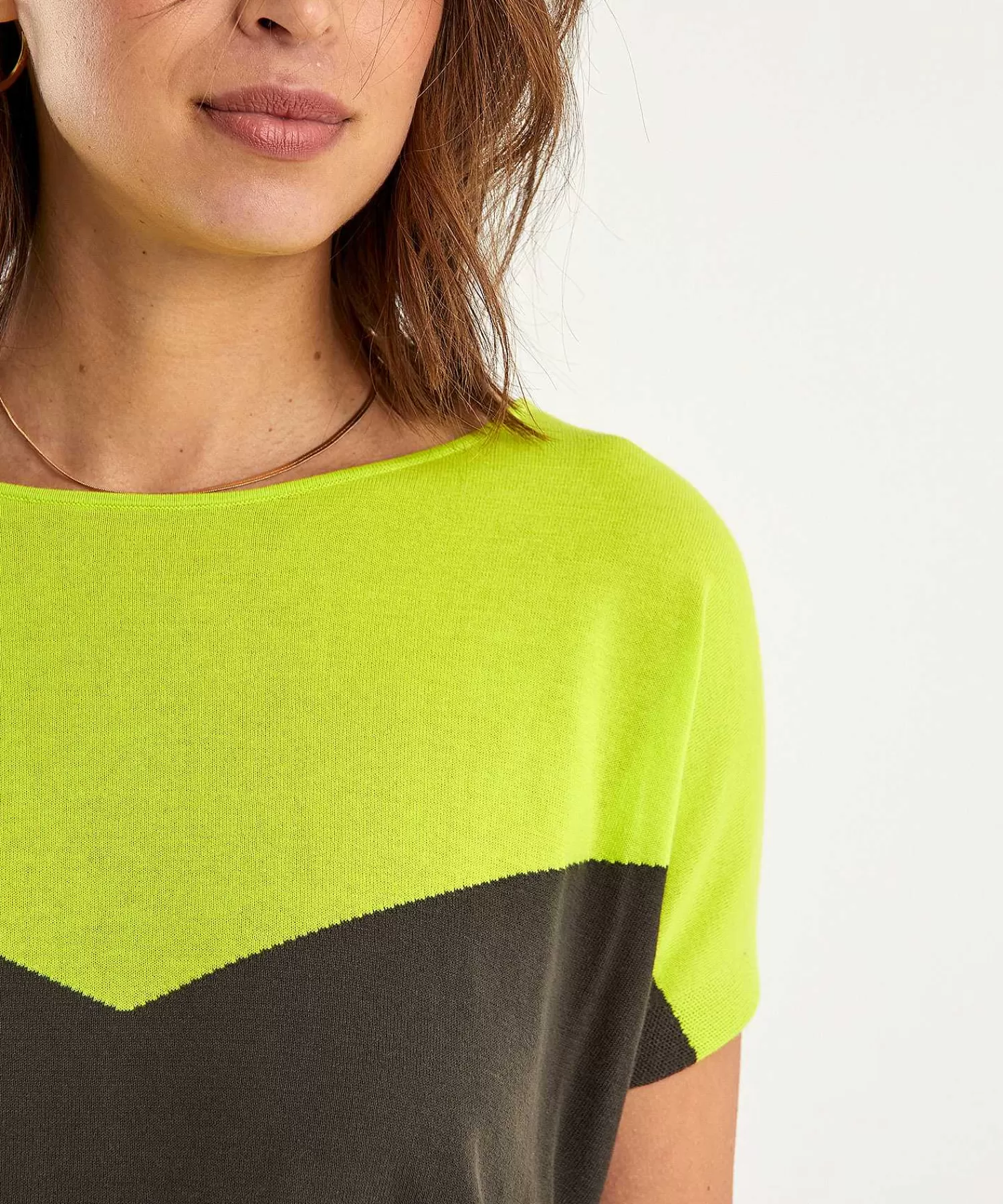 Truien^KYRA Truitje V-Vorm Colorblock Alika