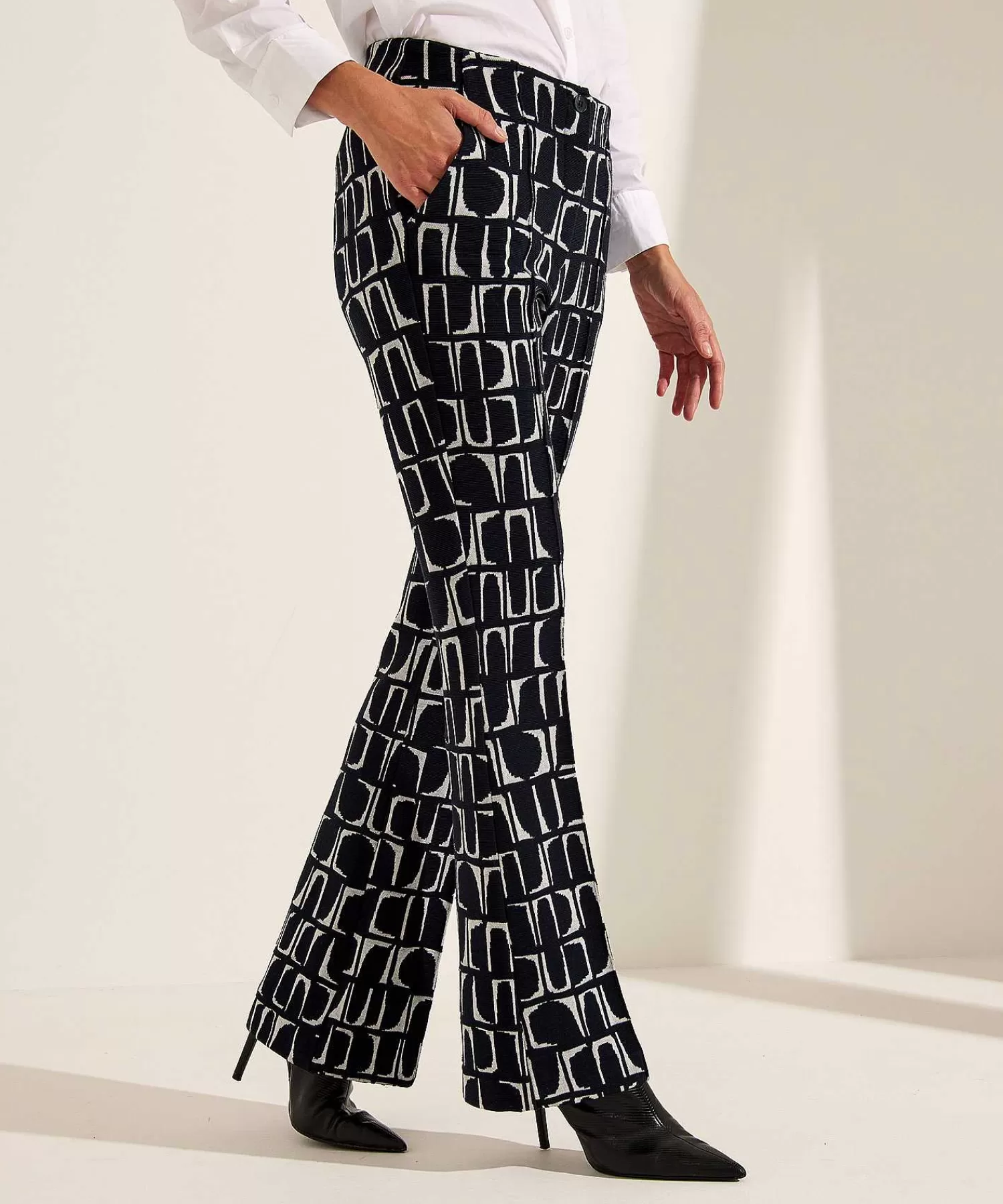 Broeken^KYRA Wide Leg Broek Geo Print Dipper