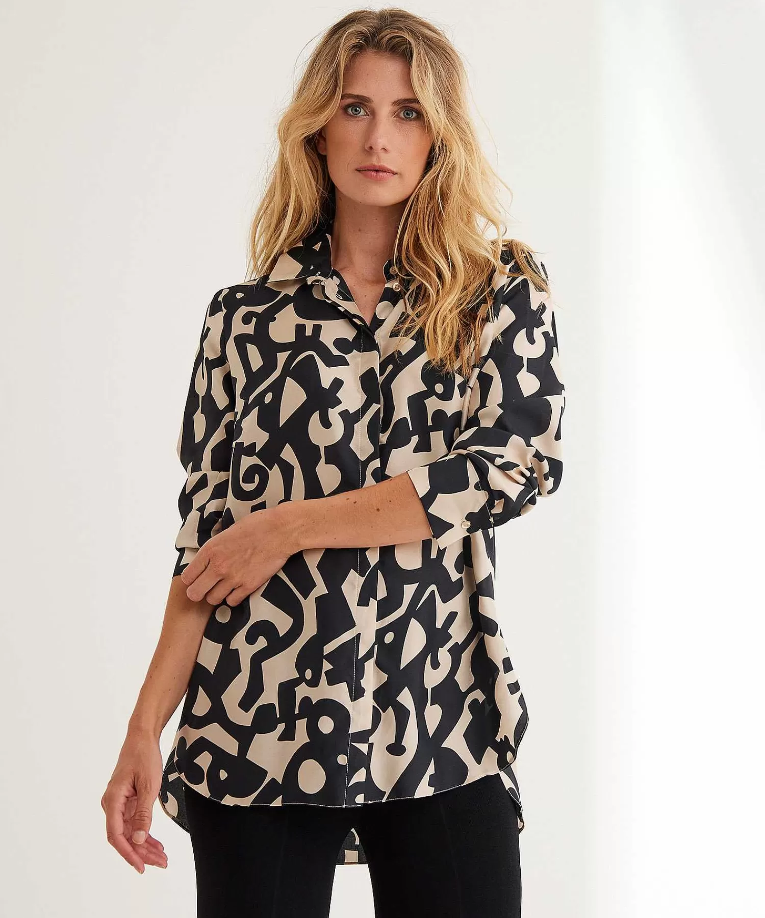 Blouses^LaSalle Blouse Two-Tone Print Zijde Cairo