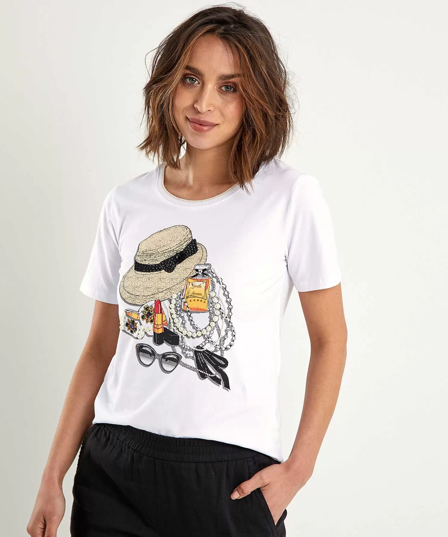 Shirts En Tops^Leo & Ugo T-Shirt Fashionprint Met Pareltjes