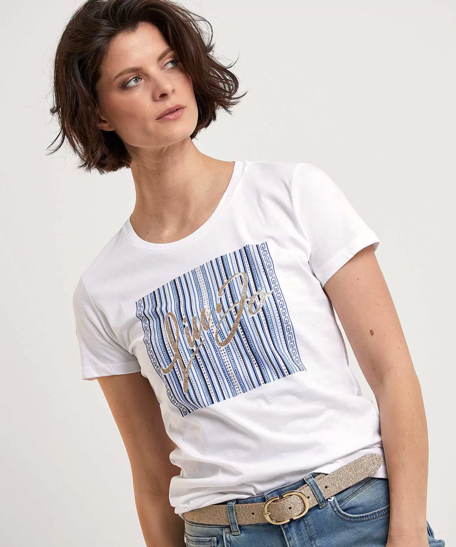 Shirts En Tops^LIU JO T-Shirt Print Glitter En Strass