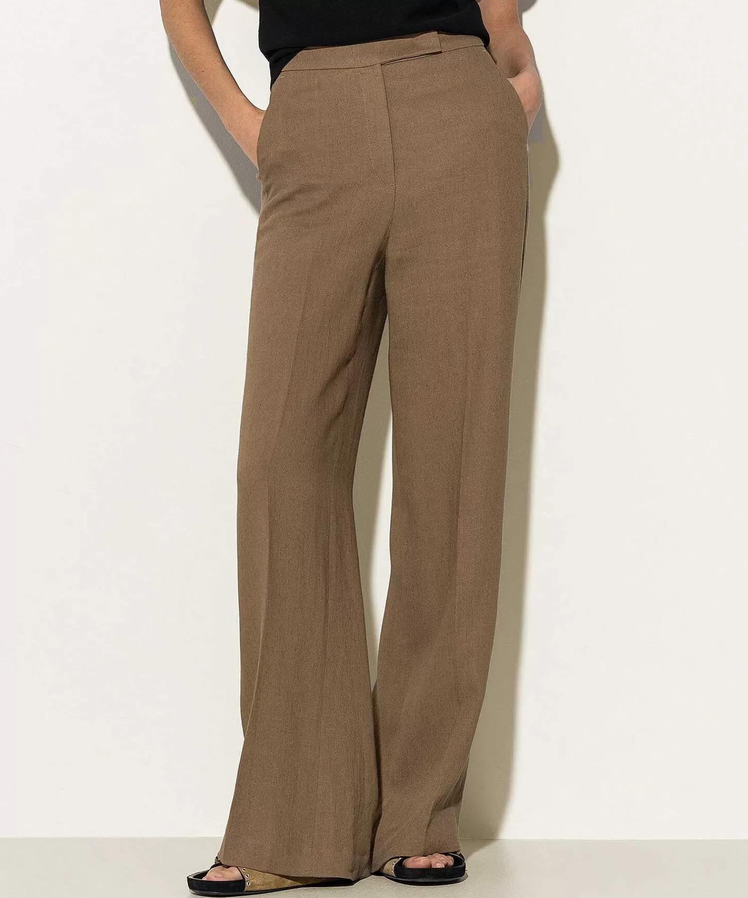 Broeken^Luisa Cerano Linnenmix Wide Leg Broek