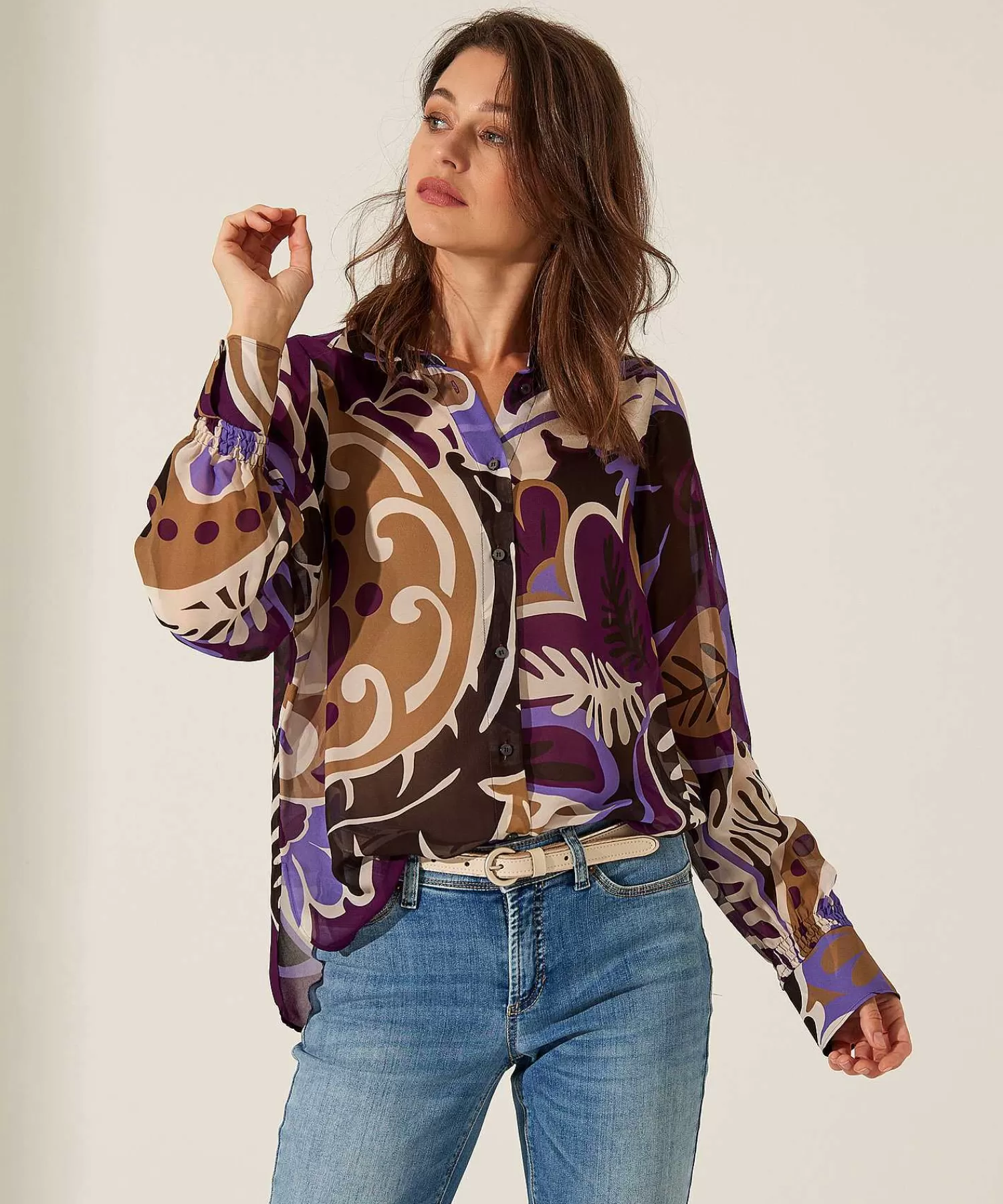 Blouses^Luisa Cerano Voile Blouse Flowerprint