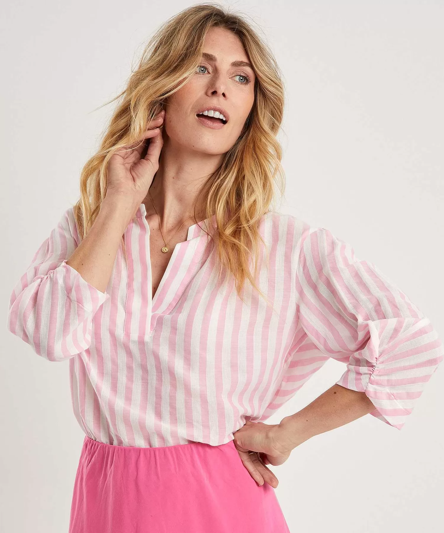 Blouses^Marc Cain Additions Marc Cain Cotton Voile Blouse Strepen