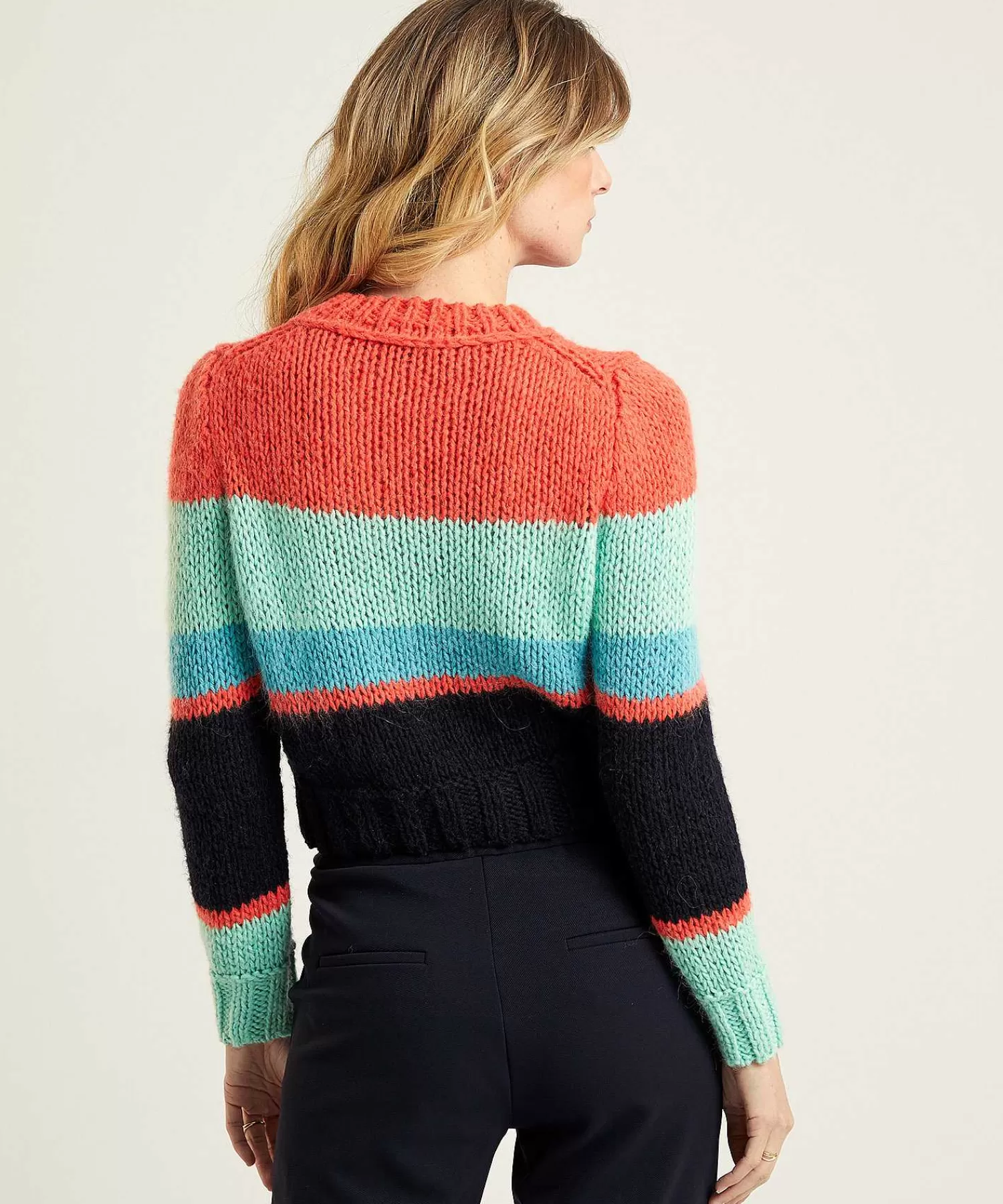 Truien^Marc Cain Collections Marc Cain Korte Colorblock Trui