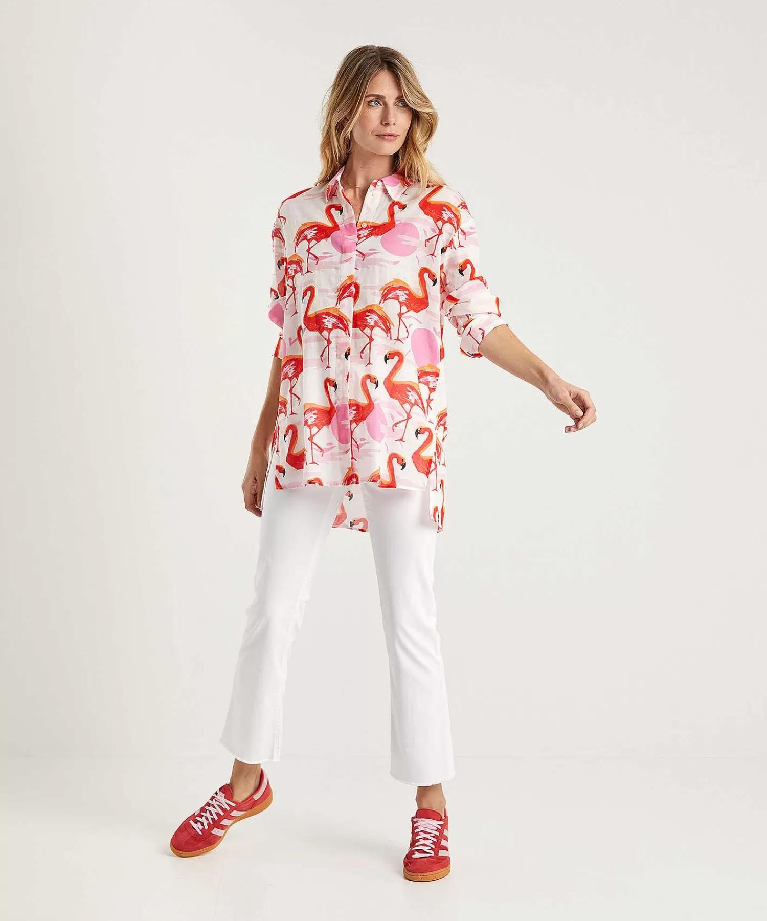 Blouses^Marc Cain Additions Marc Cain Lange Cotton Voile Blouse Flamingo