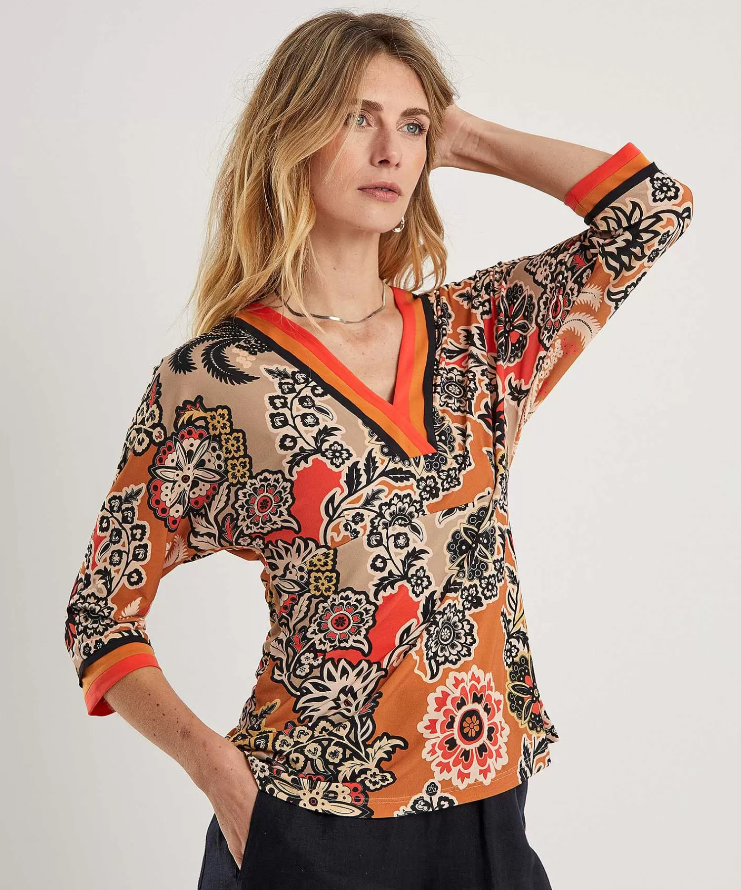 Blouses^Marc Cain Collections Marc Cain Slinky Kimono Top Bloemprint