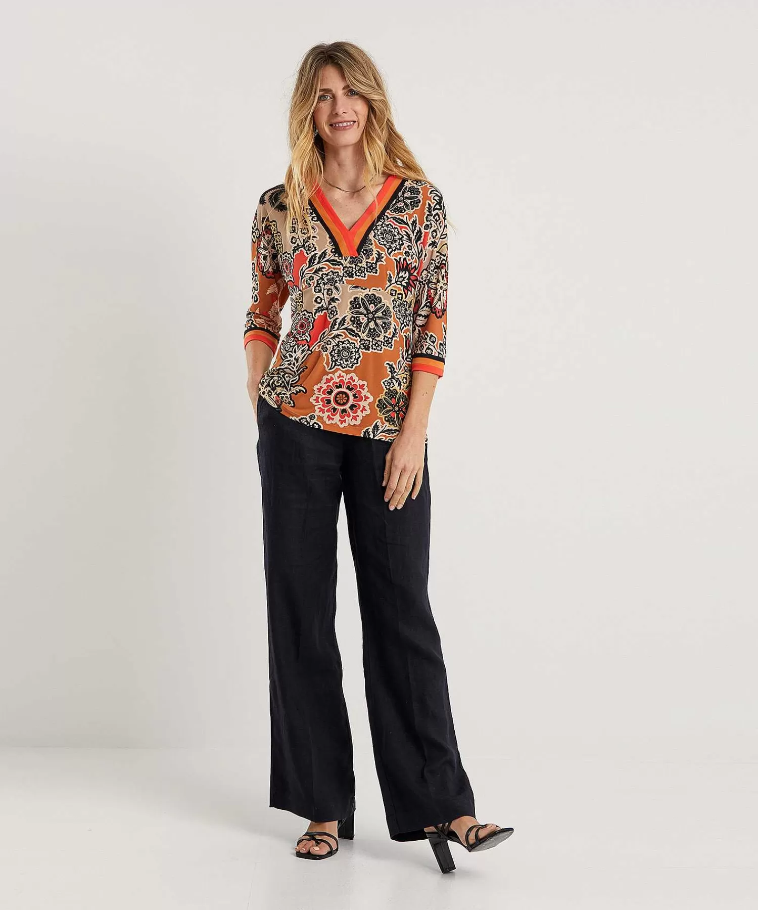 Blouses^Marc Cain Collections Marc Cain Slinky Kimono Top Bloemprint