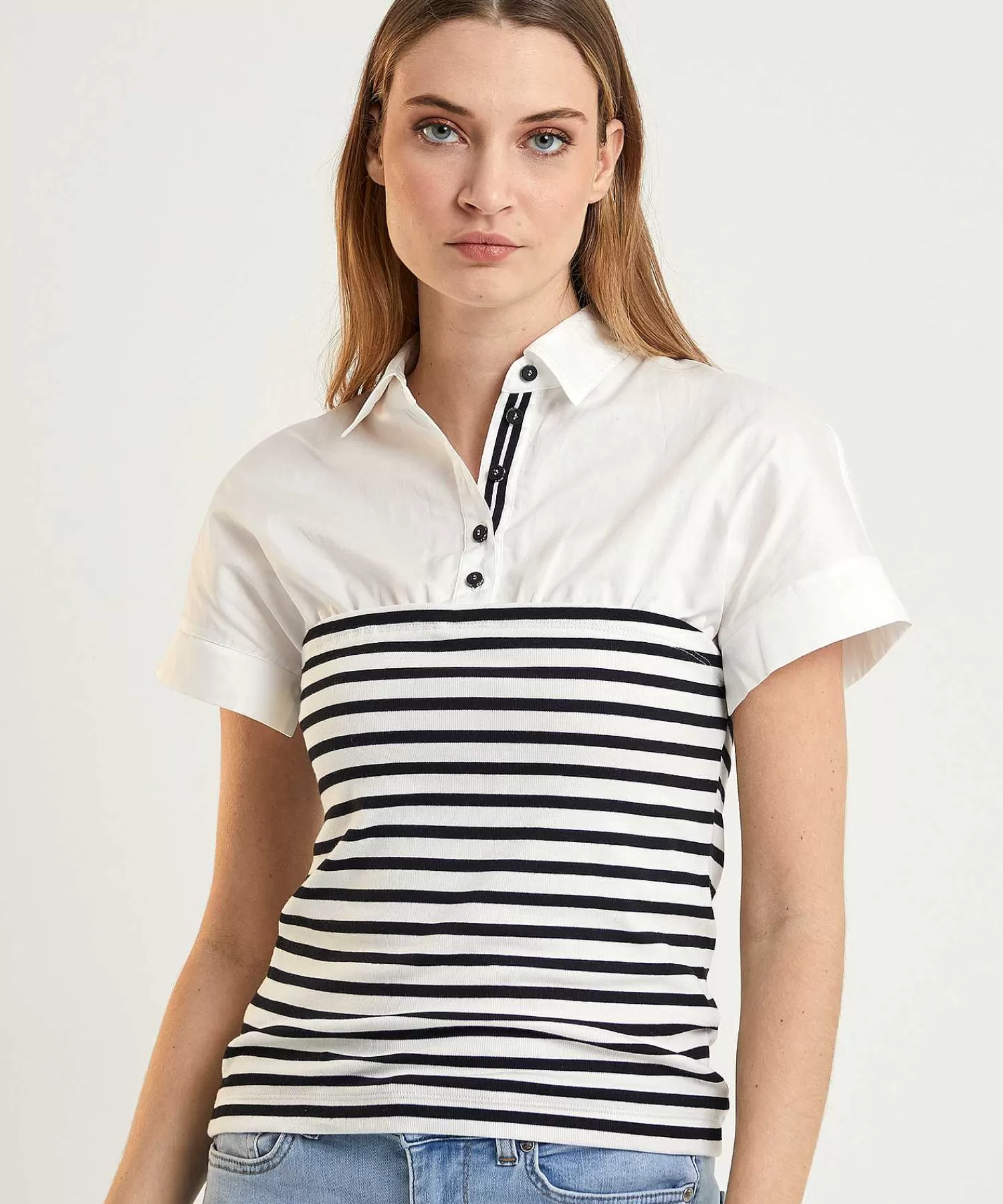 Shirts En Tops^Marc Cain Sports Poloshirt Blouse Strepen