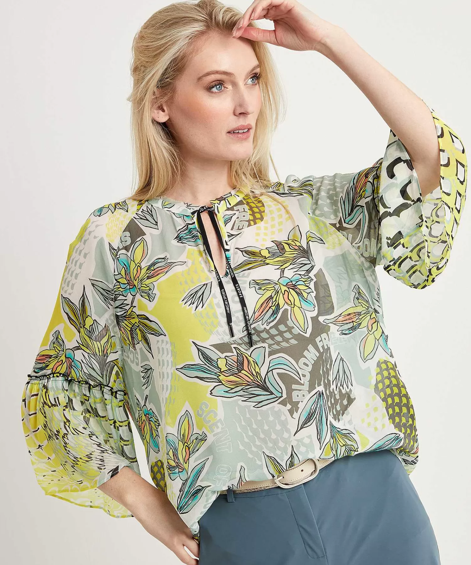 Blouses^Marc Cain Sports Transparante Blouse Bloemenprint