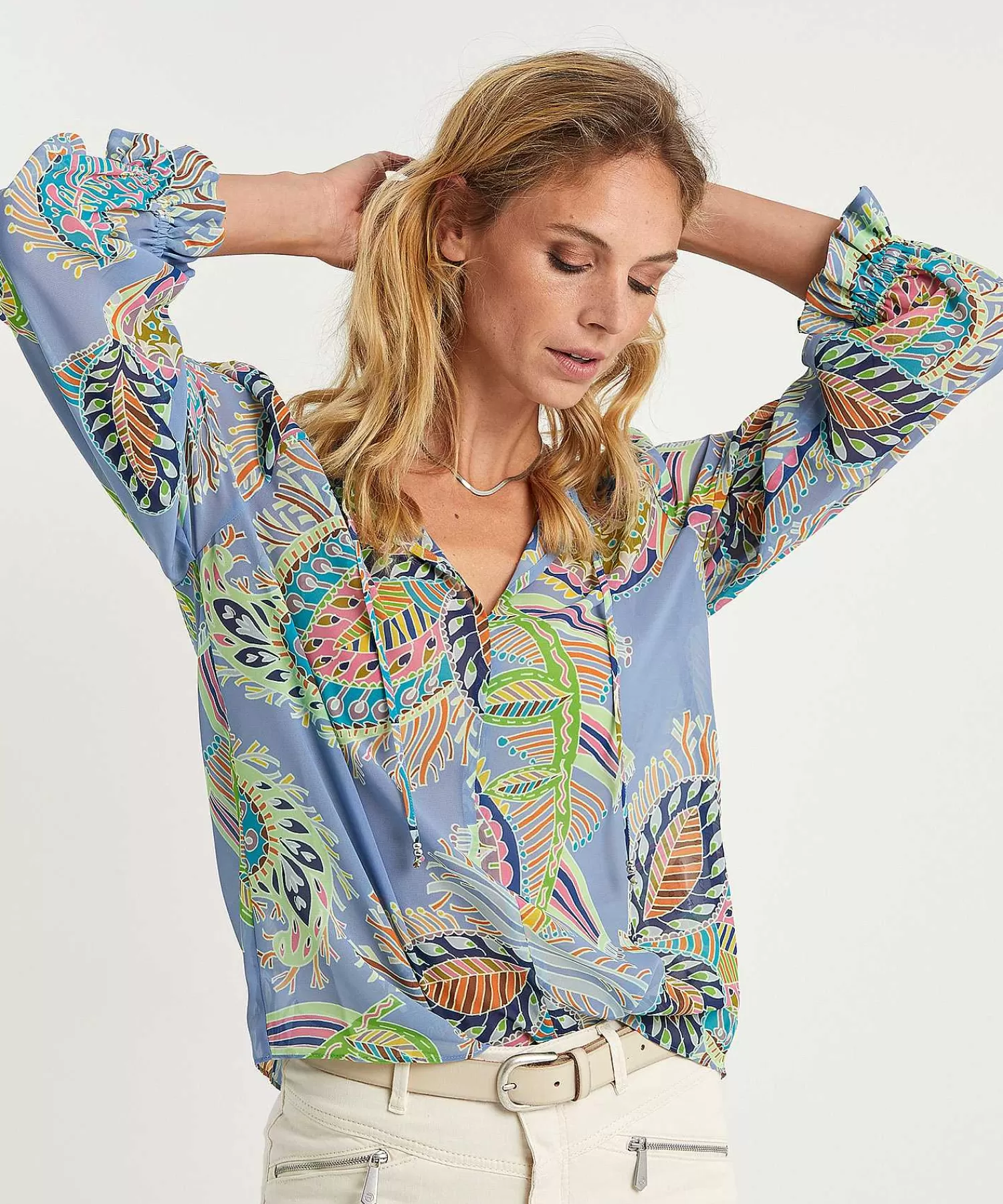 Blouses^Marc Cain Collections Marc Cain Voile Blouse Multicolor Bladprint