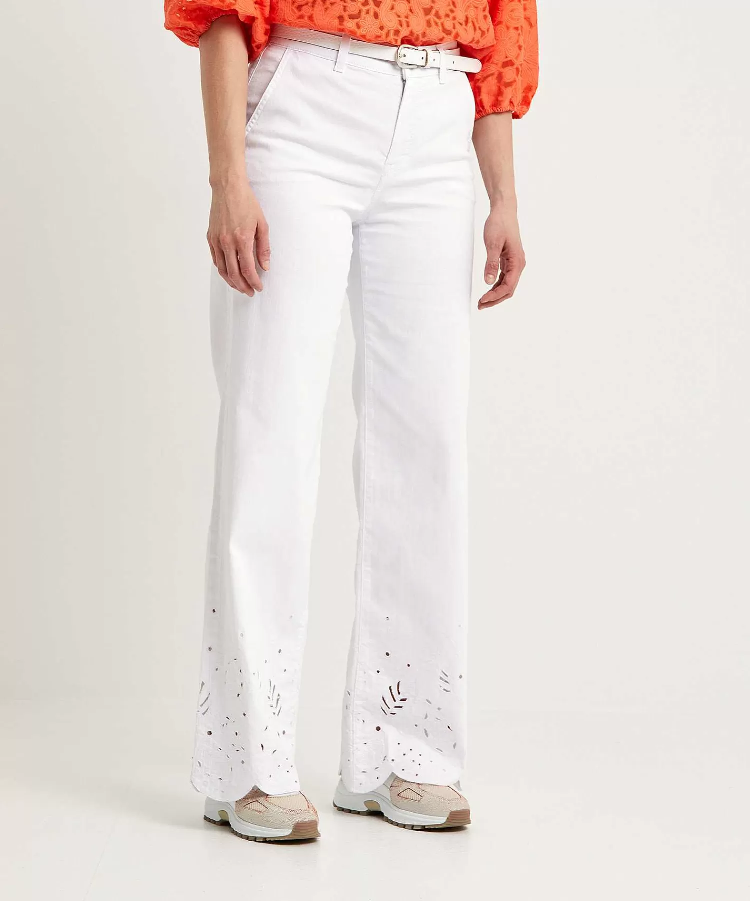 Jeans^Marc Cain Collections Marc Cain Wide Leg Broek Met Broderie Warri