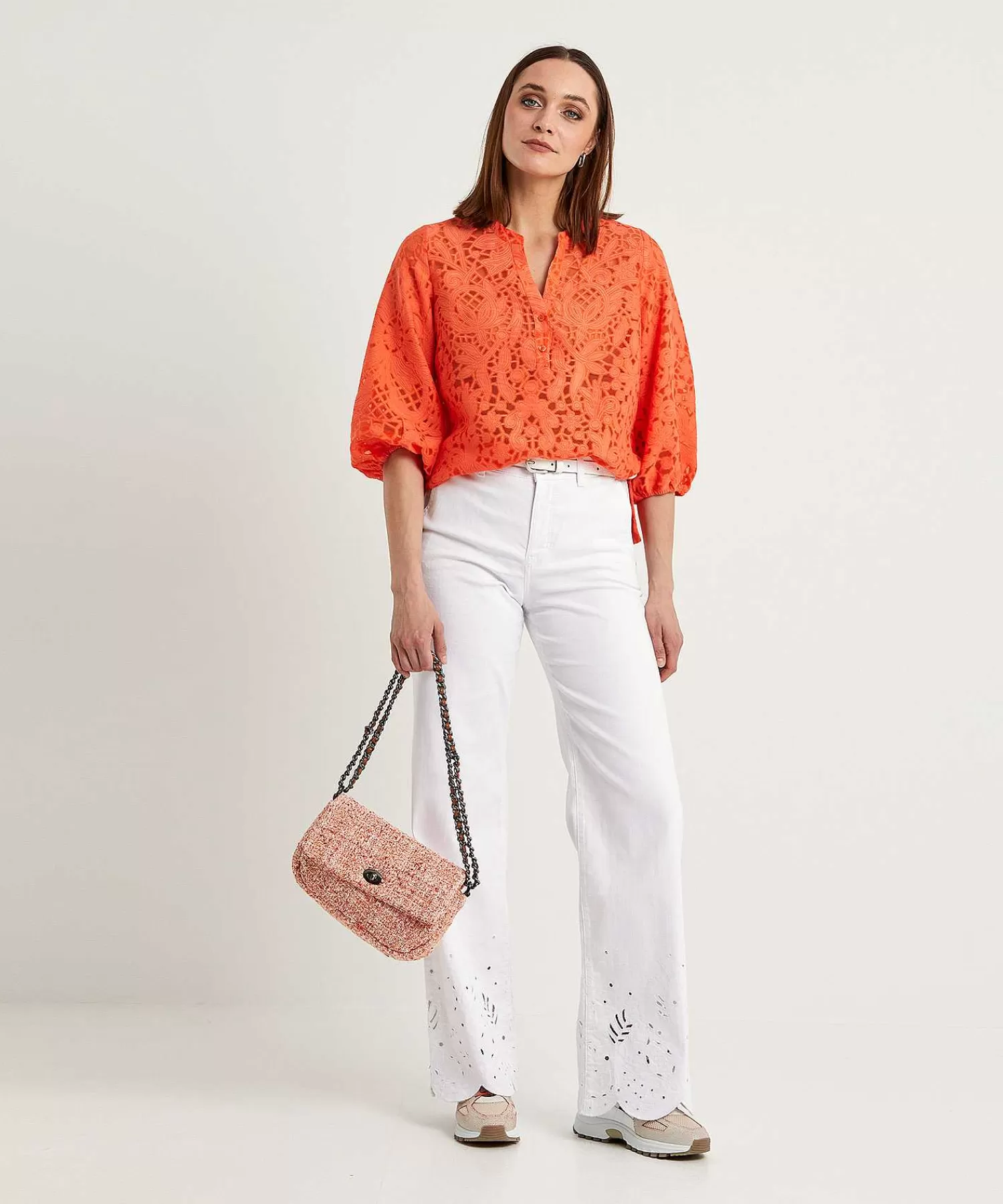 Jeans^Marc Cain Collections Marc Cain Wide Leg Broek Met Broderie Warri