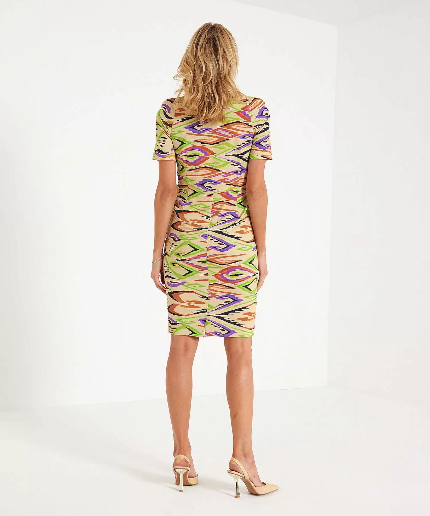 Jurken^ML Collections Slinky Kokerjurk Swirl Print