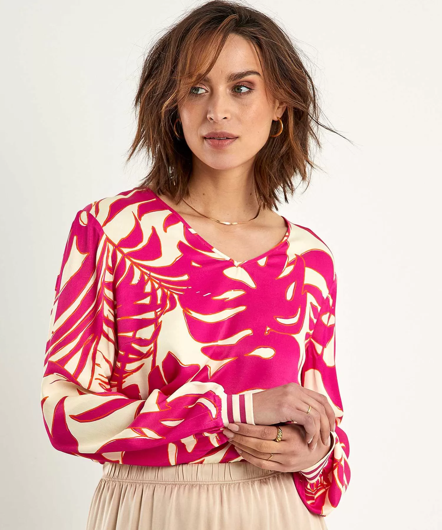 Blouses^OUI Silky Blouse Bladprint