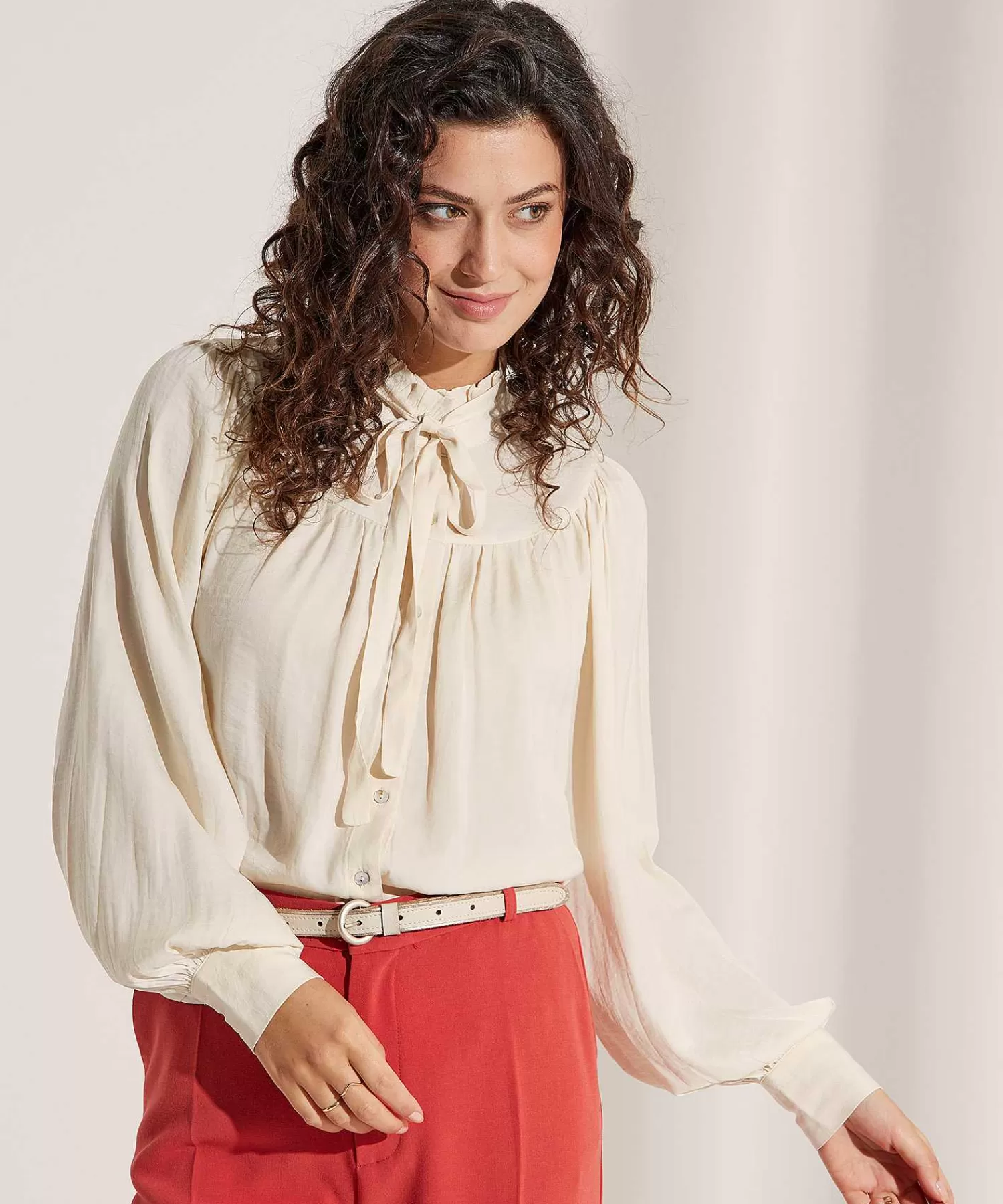 Blouses^Summum Blouse Drapey Satin Met Strik