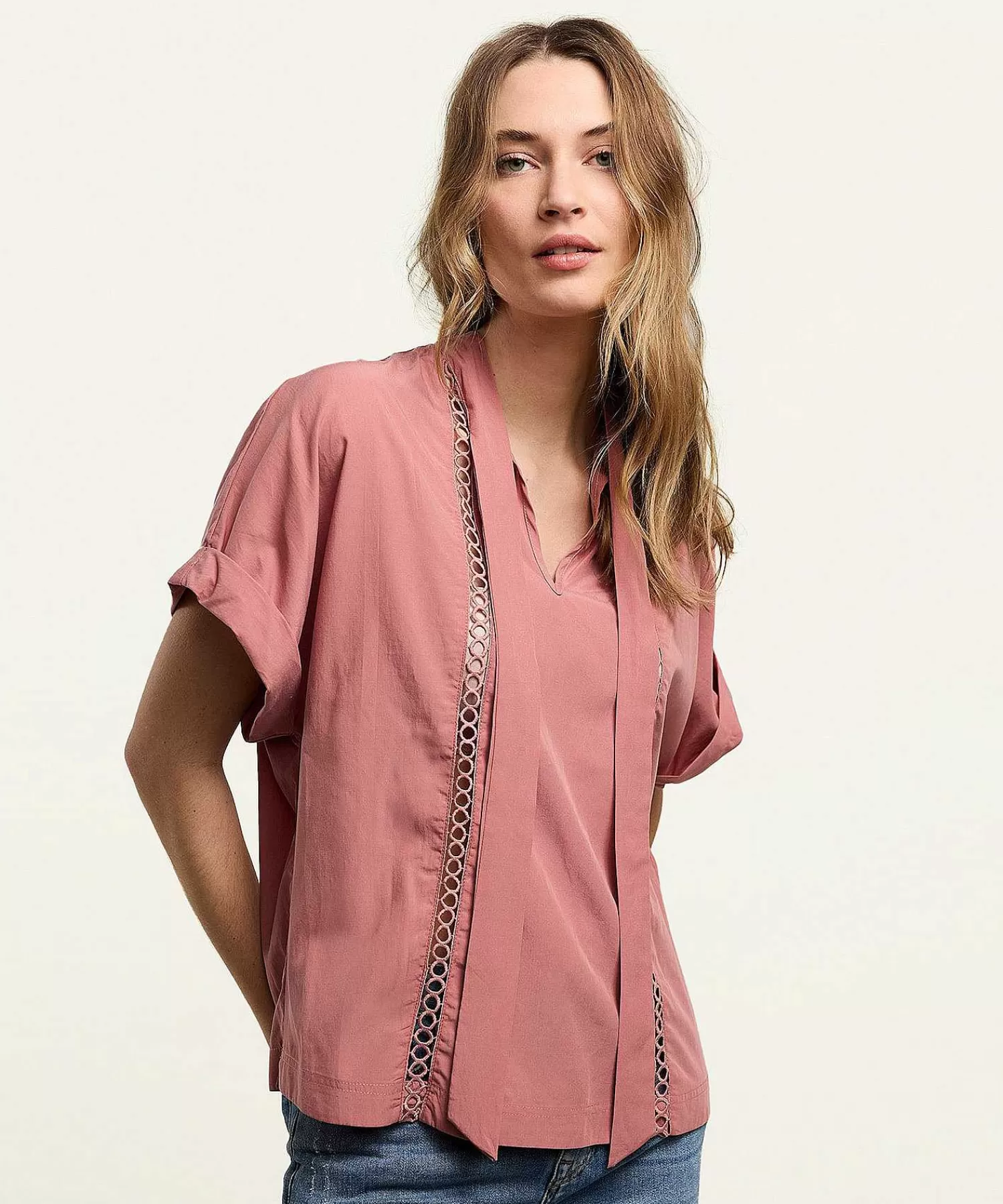 Blouses^Summum Blouse Opengewerkt Met Strik