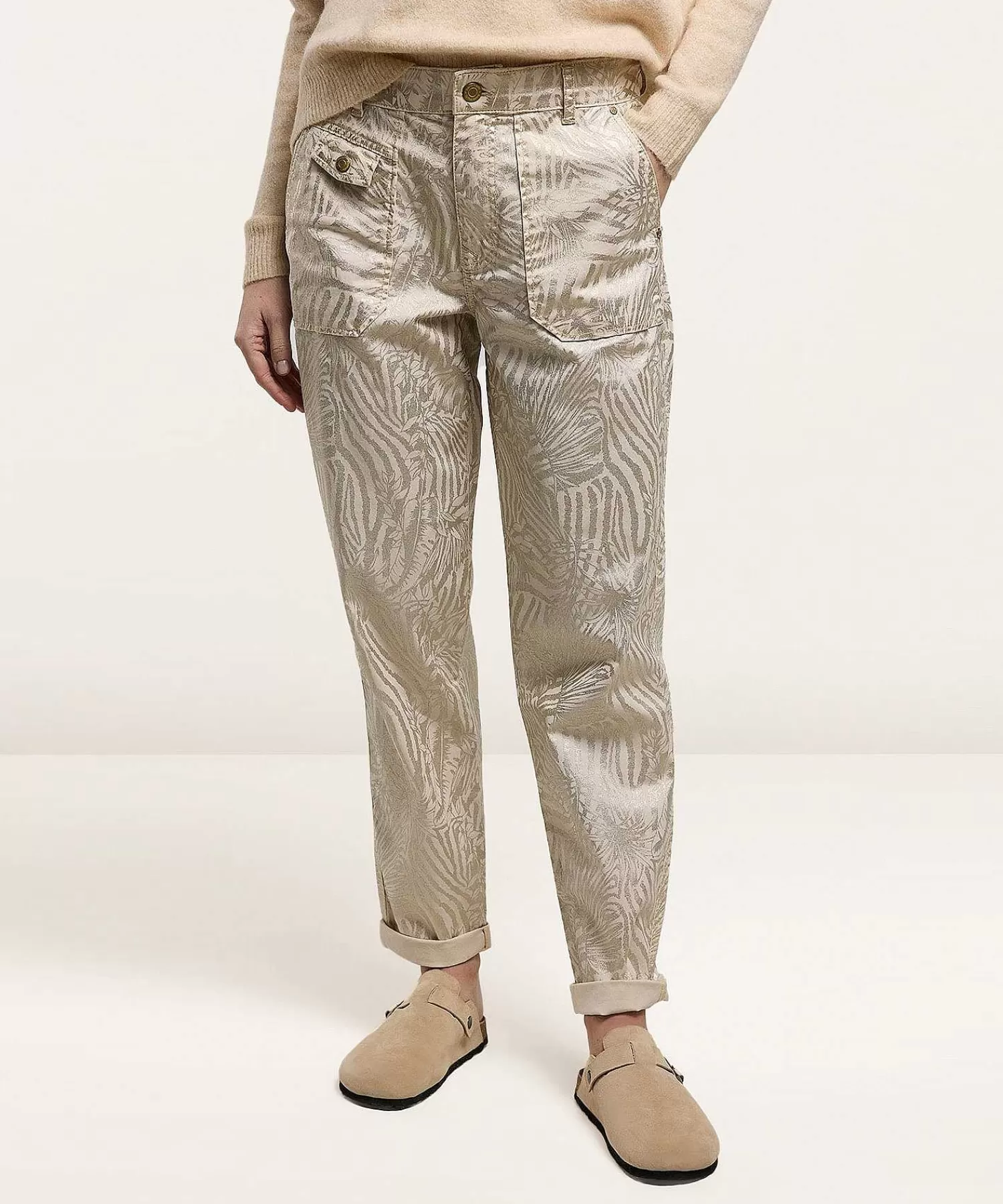 Jeans^Summum Coated Loose Fit Jeans Metallic Leaf