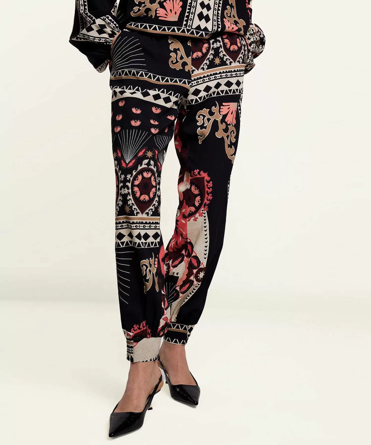 Broeken^Summum Harem Broek Multiprint Crepe