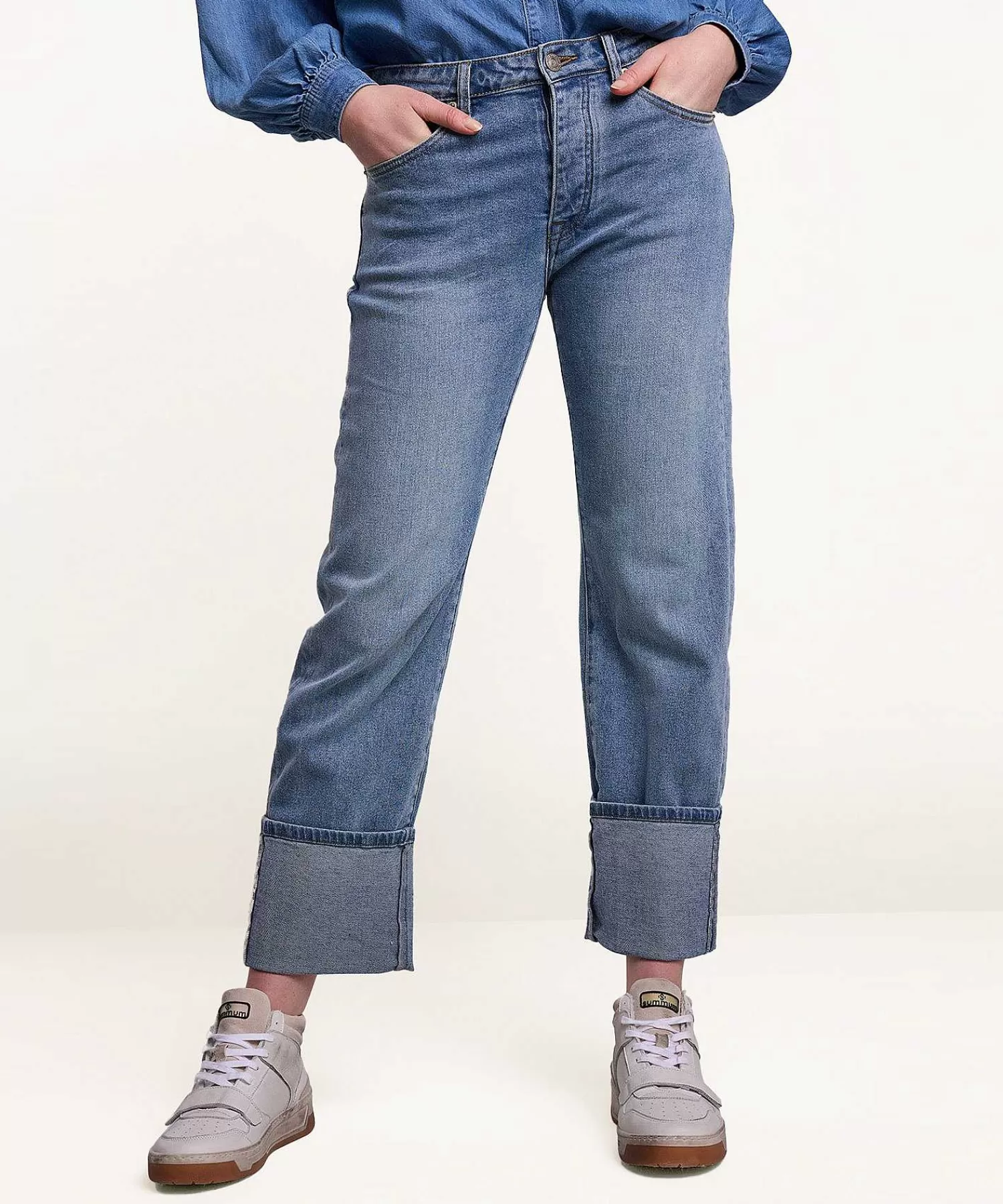 Jeans^Summum Straight Jeans Met Omslag Sarin