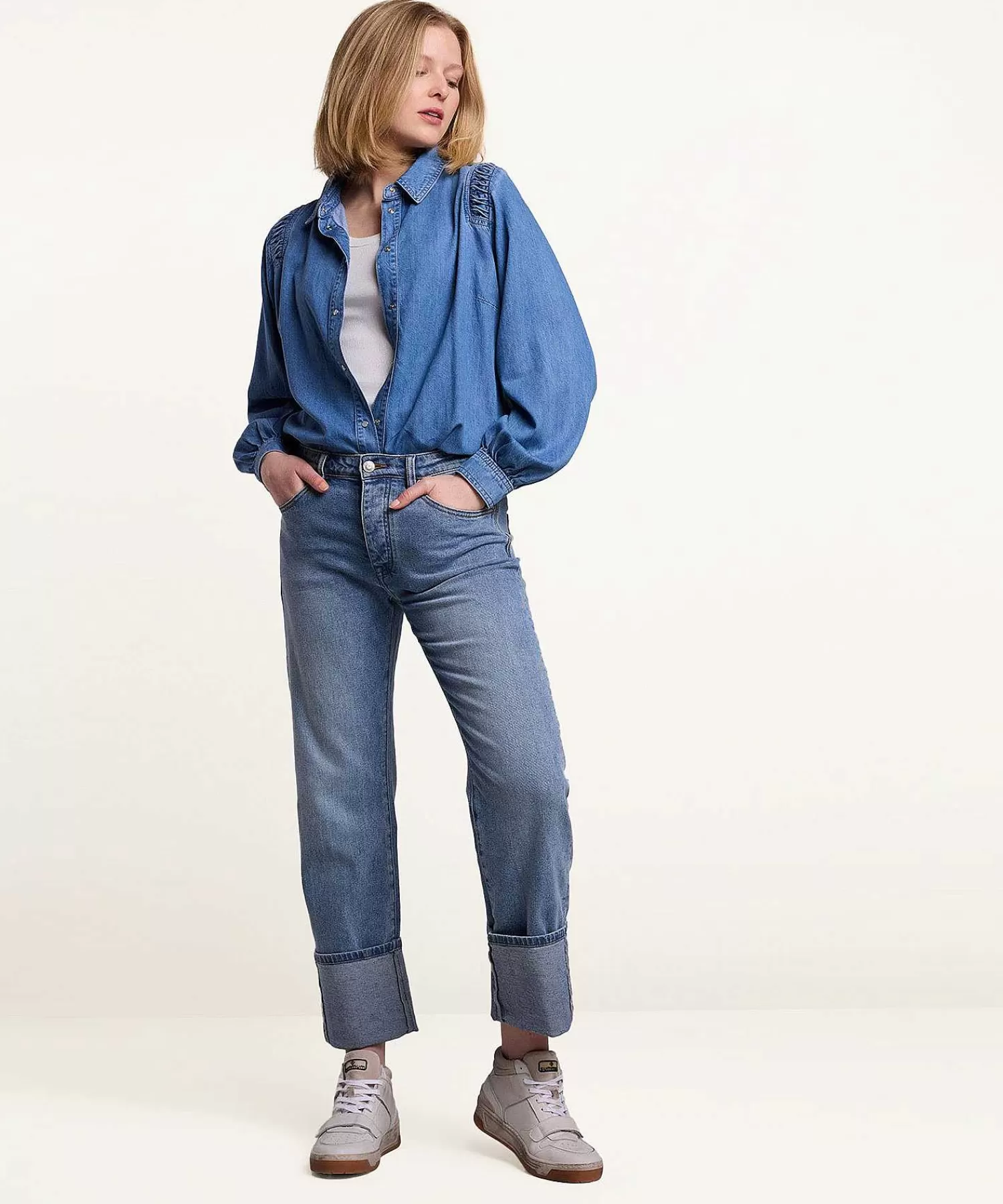 Jeans^Summum Straight Jeans Met Omslag Sarin