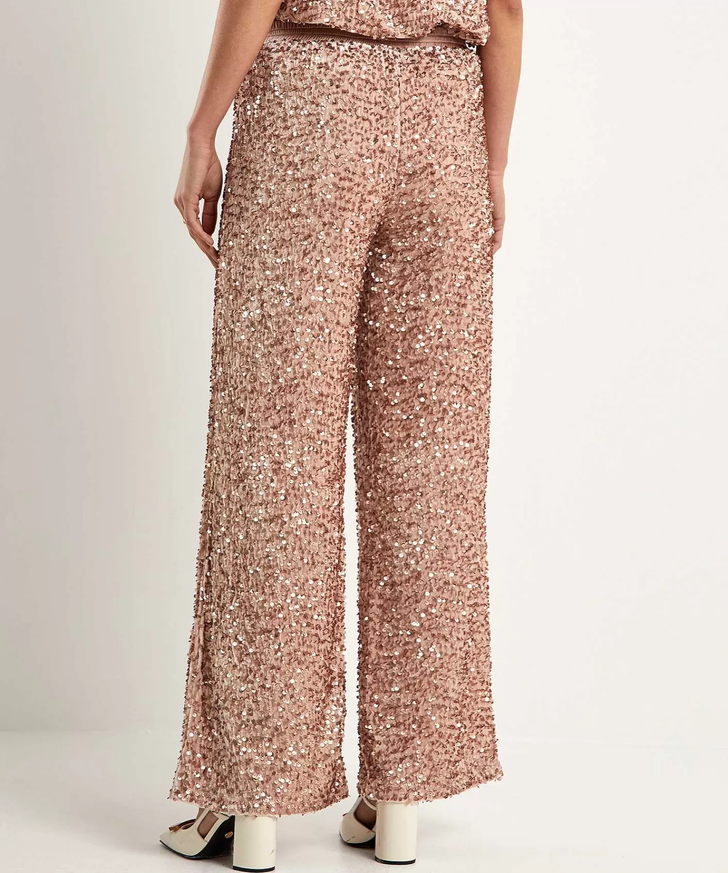 Broeken^Summum Wide Leg Broek Pailletten