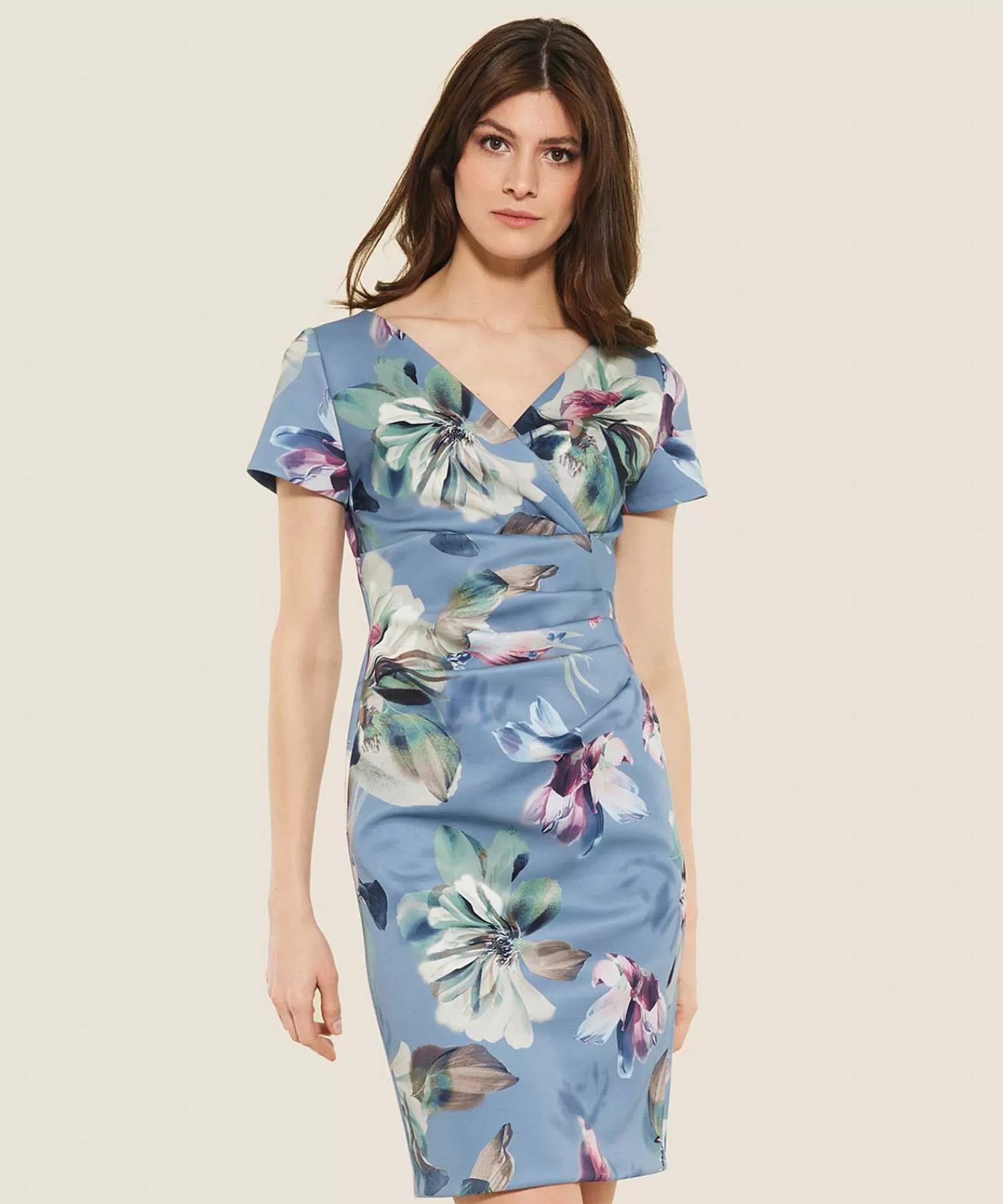 Jurken^Swing Scuba Jurk Bloemenprint