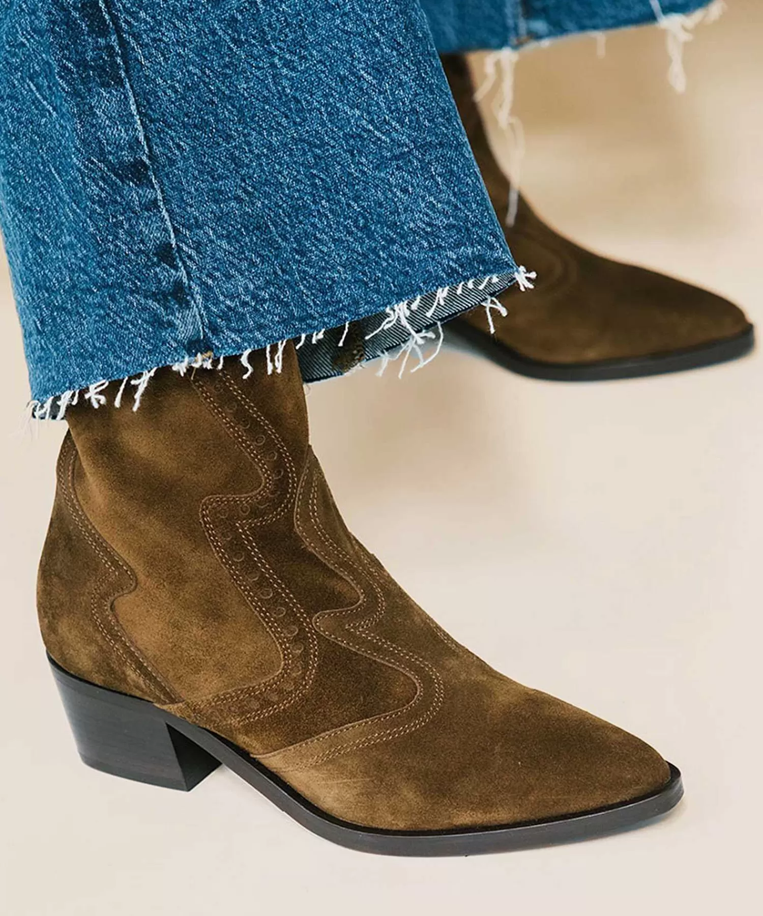 Schoenen^VIA VAI Suede Enkellaars Cowboy Shelly Coop